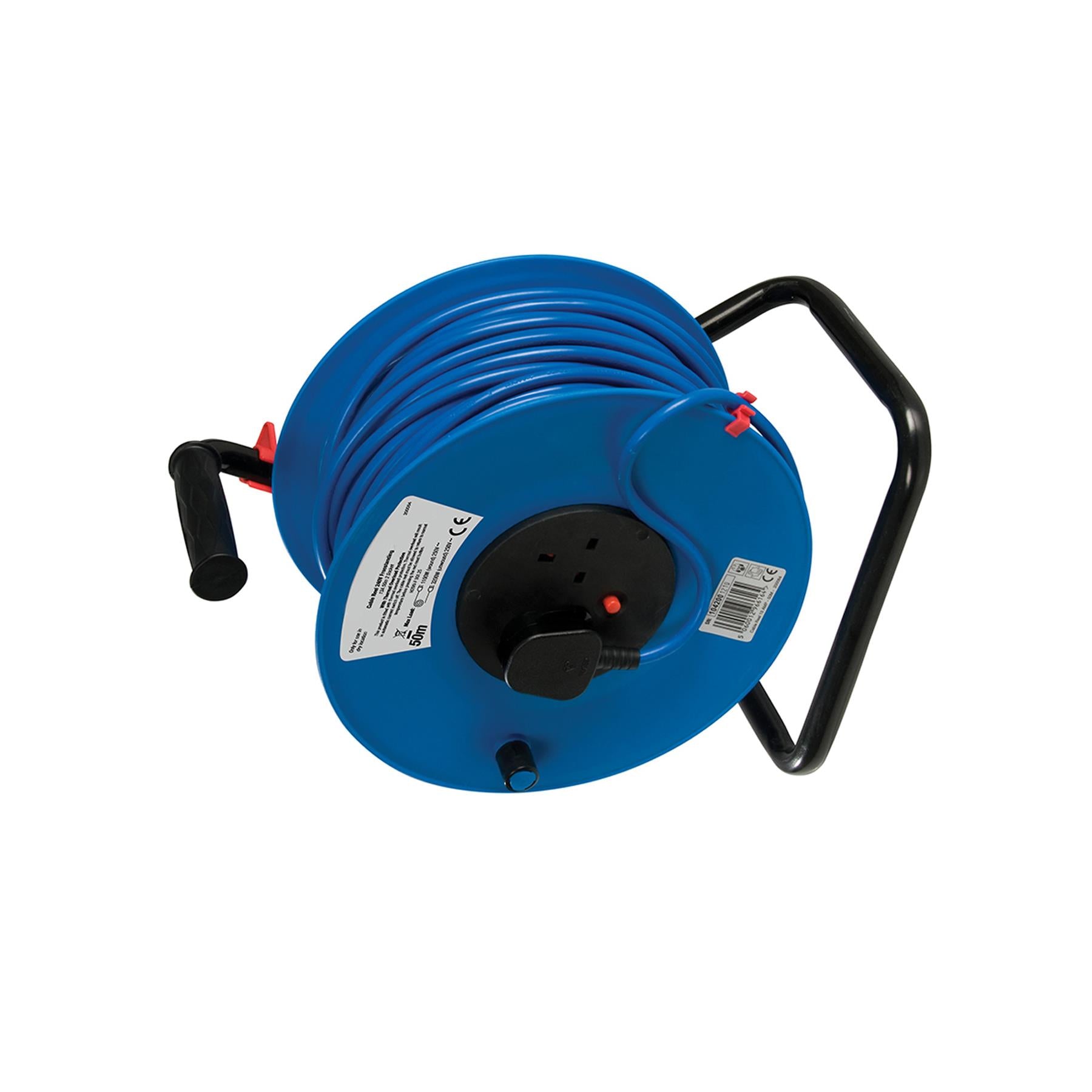 Power Master Cable Reel 240V Freestanding 13A 50M 2 X 240V Drum-Mounted Sockets