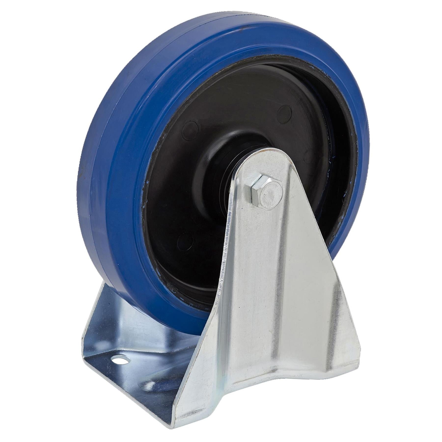 Sealey Heavy-Duty Blue Elastic Rubber Fixed Castor Wheel 200mm