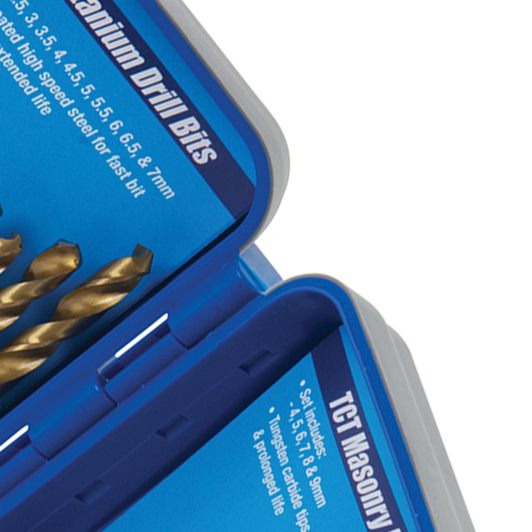 19Pce Titanium-Coated Hss & Masonry Drill Bit Set Professional Hand Tool