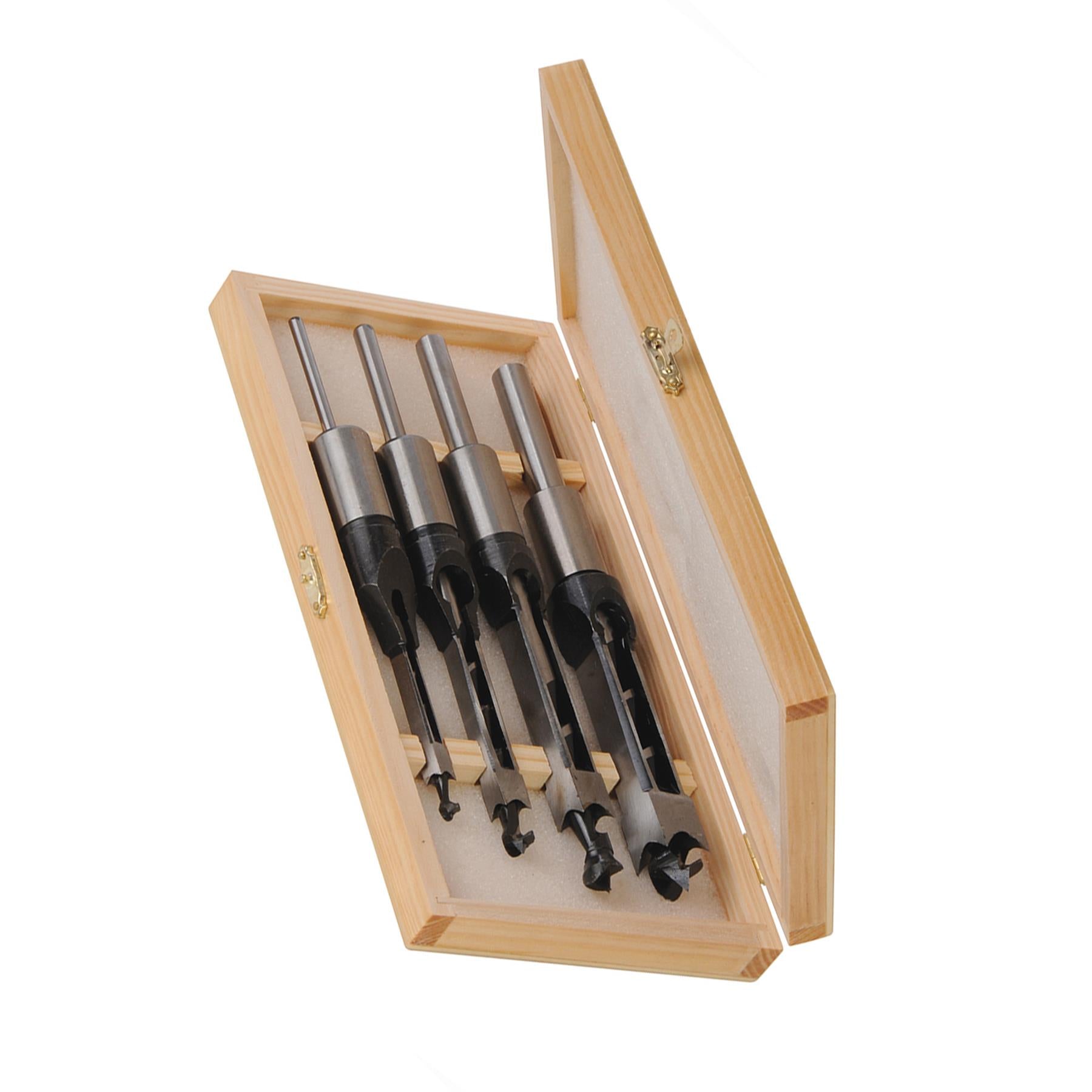 4 Pc Mortising Chisel Set Square Auger Morticer Bits Mortice Tools DIY