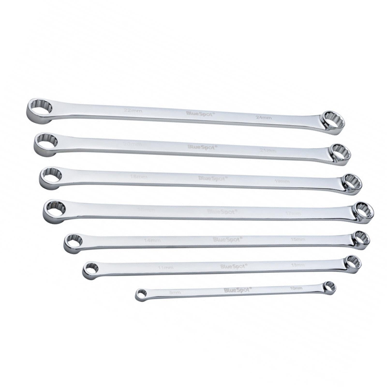 BlueSpot 7 Pieces Aviation Double Ended Ring Extra Long Spanner Set 8-24mm