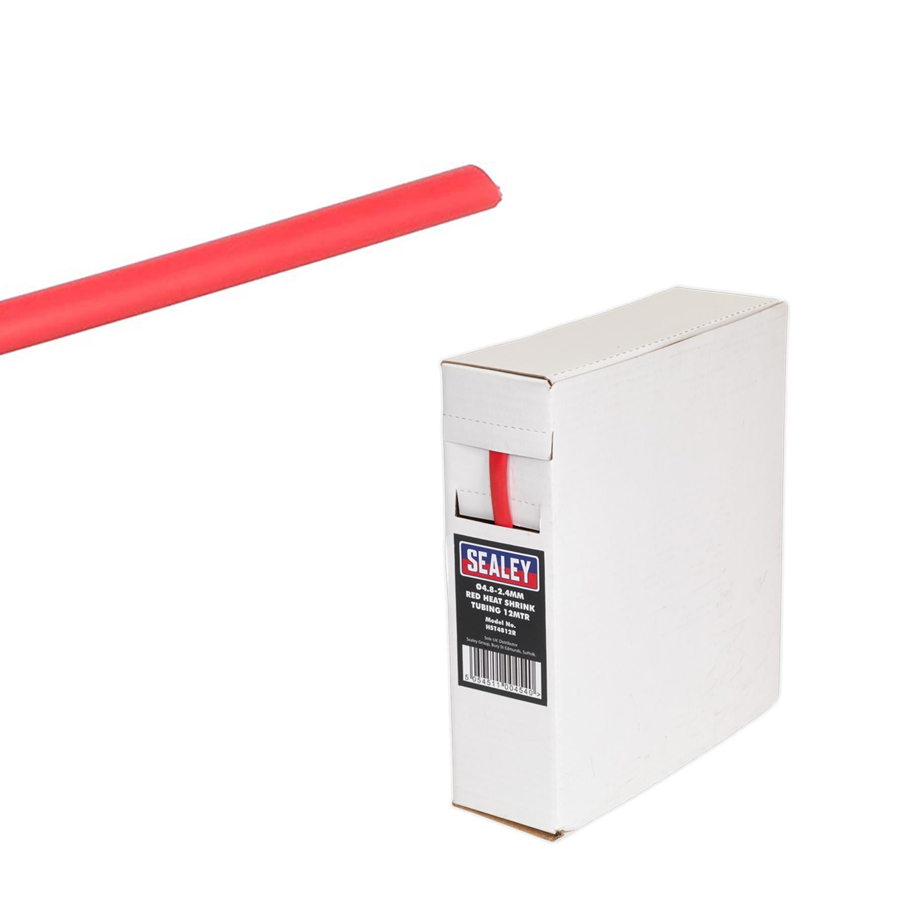 Sealey Heat Shrink Tubing Red 4.8-2.4mm 12m