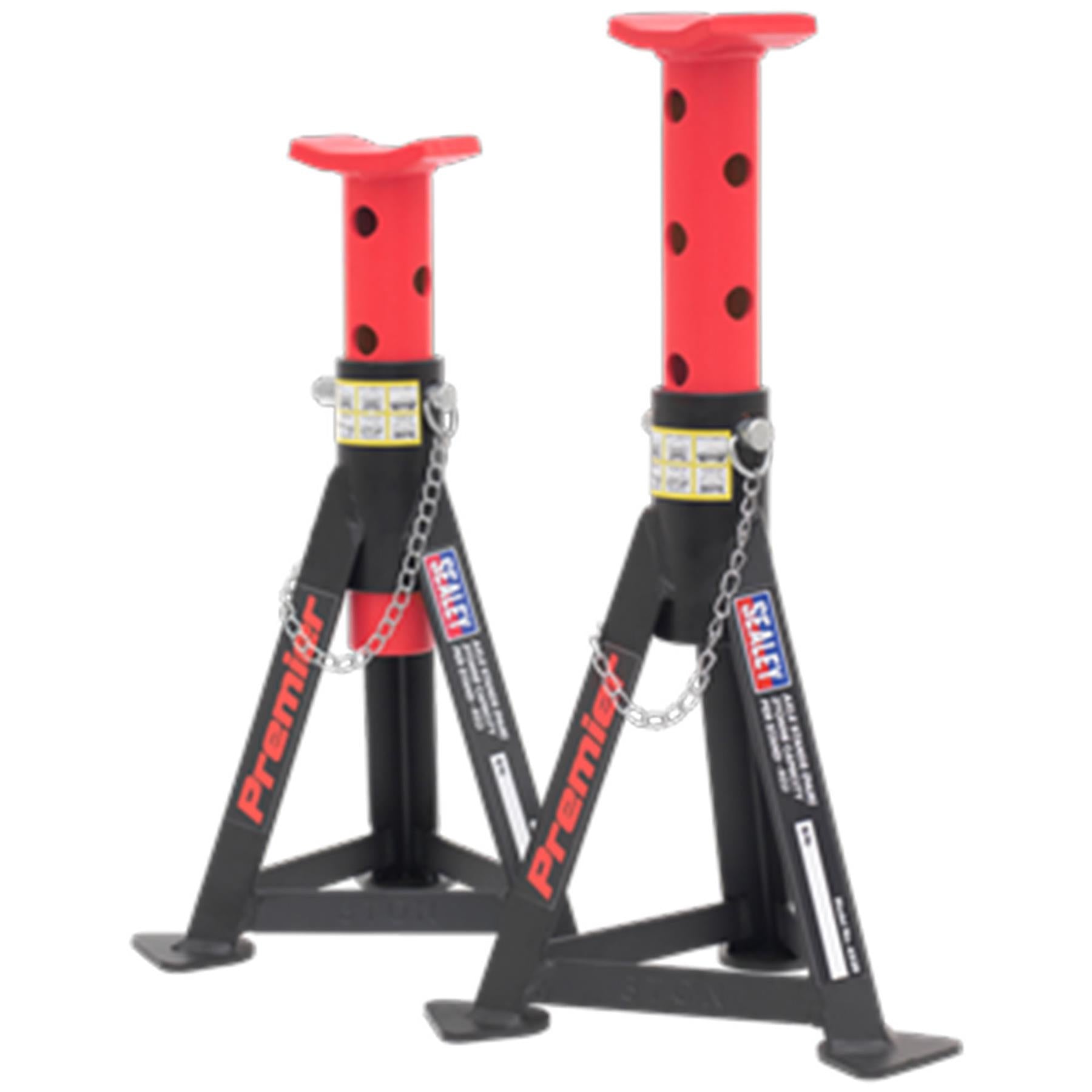 Sealey Axle Stands (Pair) 3tonne Capacity per Stand - Red