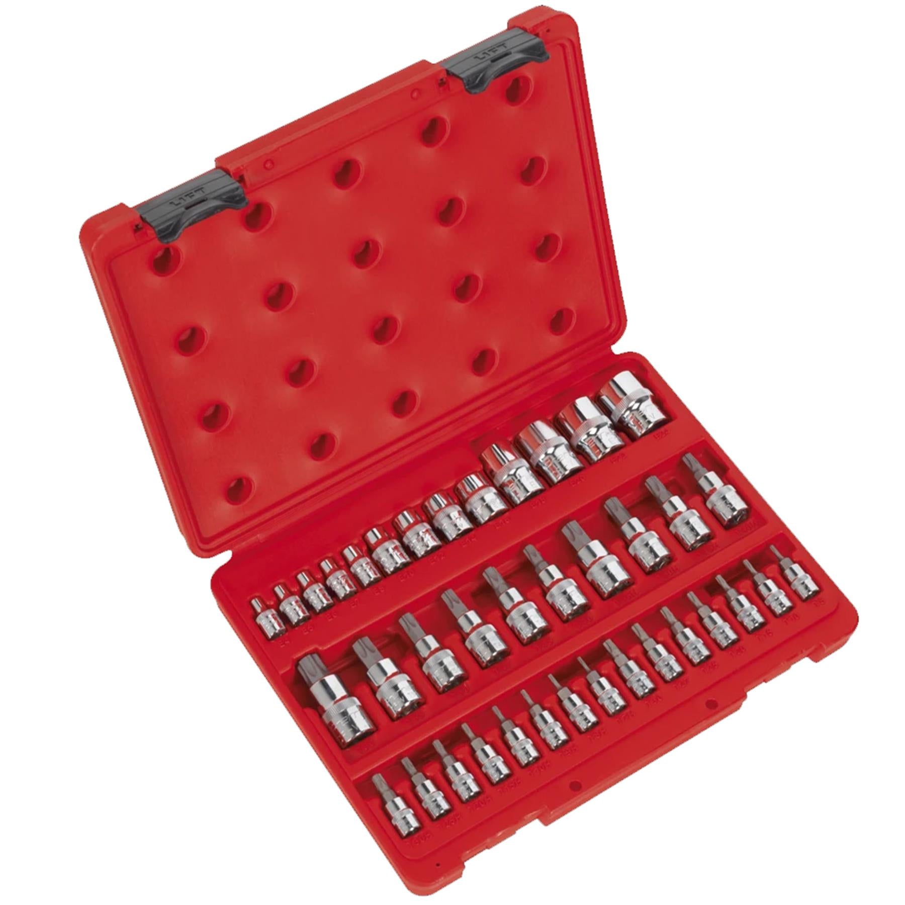 Sealey TRX-Star* & Security Socket Bit Set 38pc 1/4",3/8"&1/2"Sq Dr