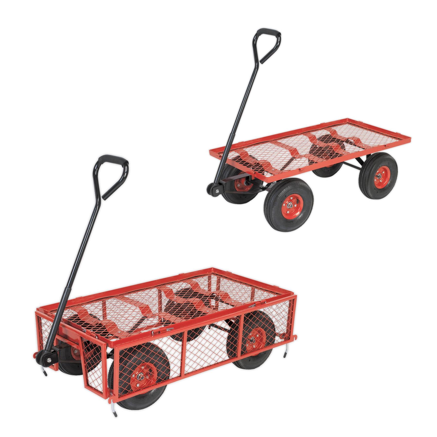 Sealey Platform Truck with Removable Sides Pneumatic Tyres 200kg