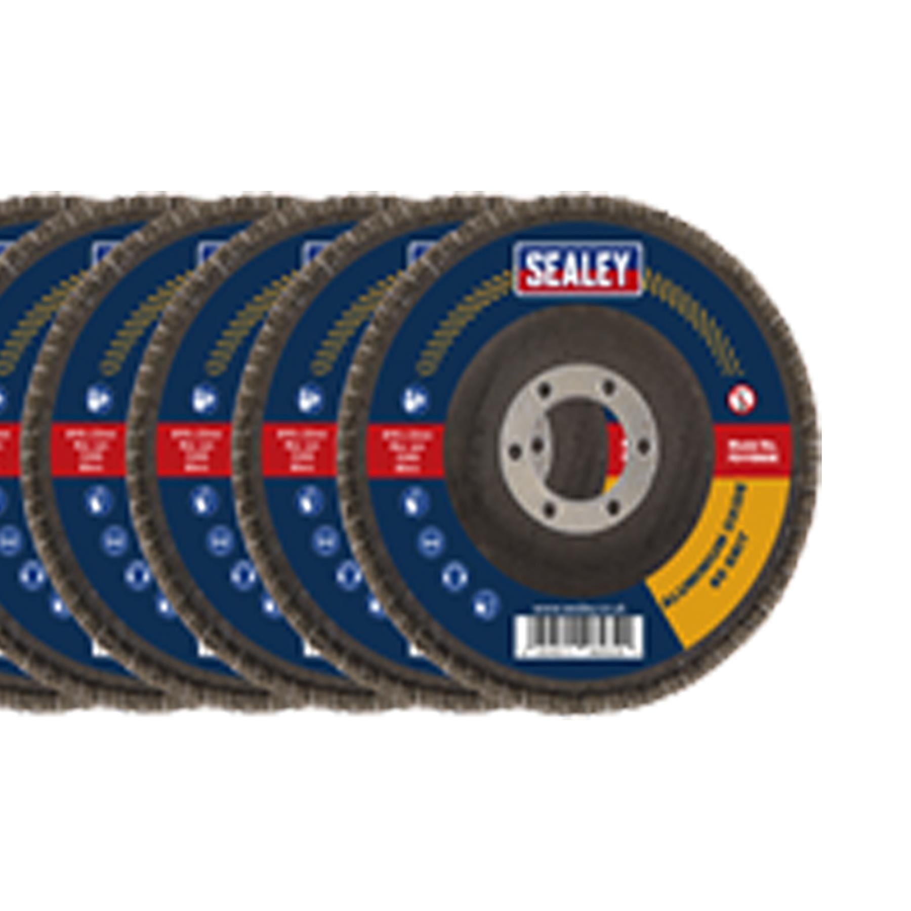 Sealey 60Grit Flap Discs Aluminium Oxide �115mm �22mm Bore - Pack of 10
