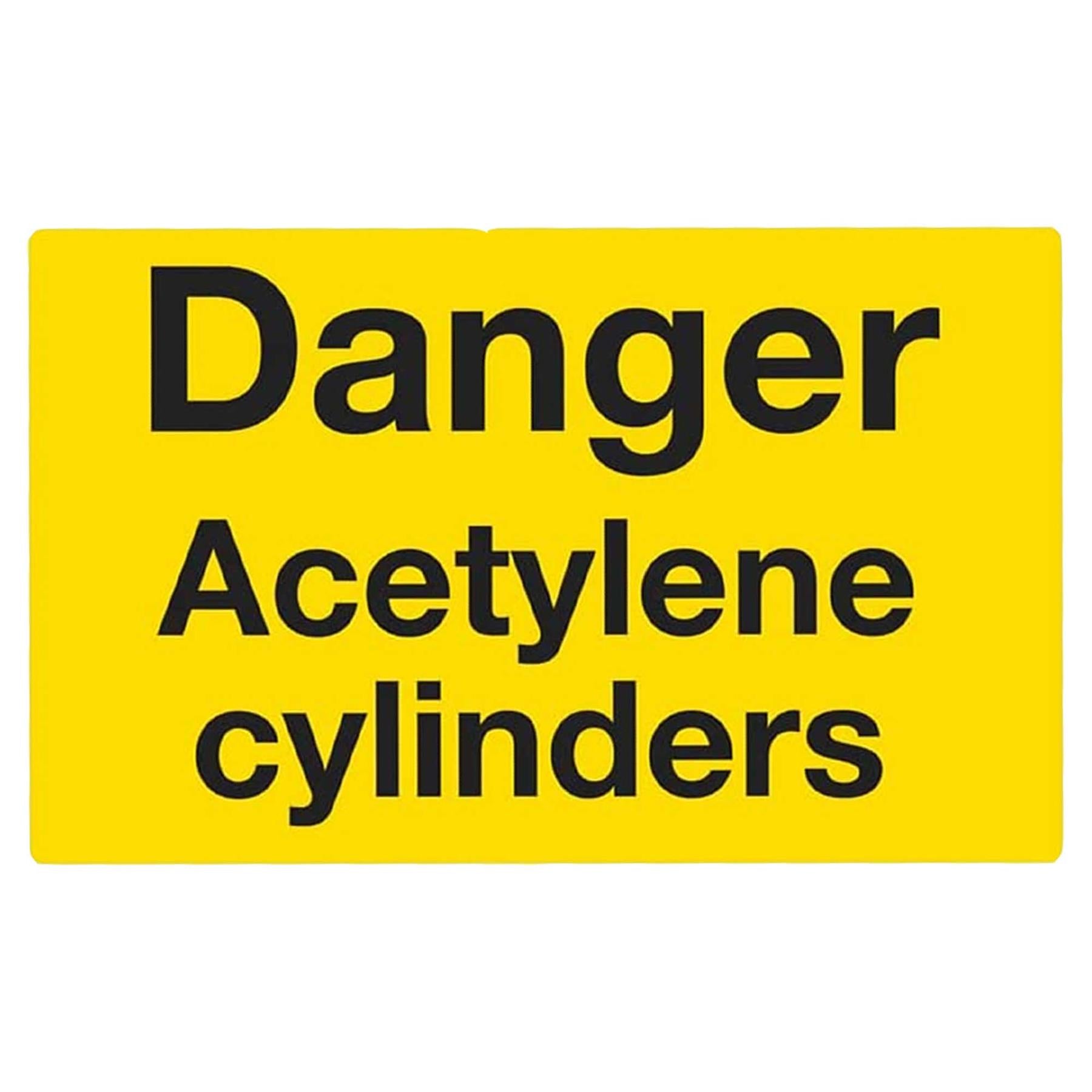 Warning Safety Sign - Danger Acetylene Cylinders - Self-Adhesive Vinyl