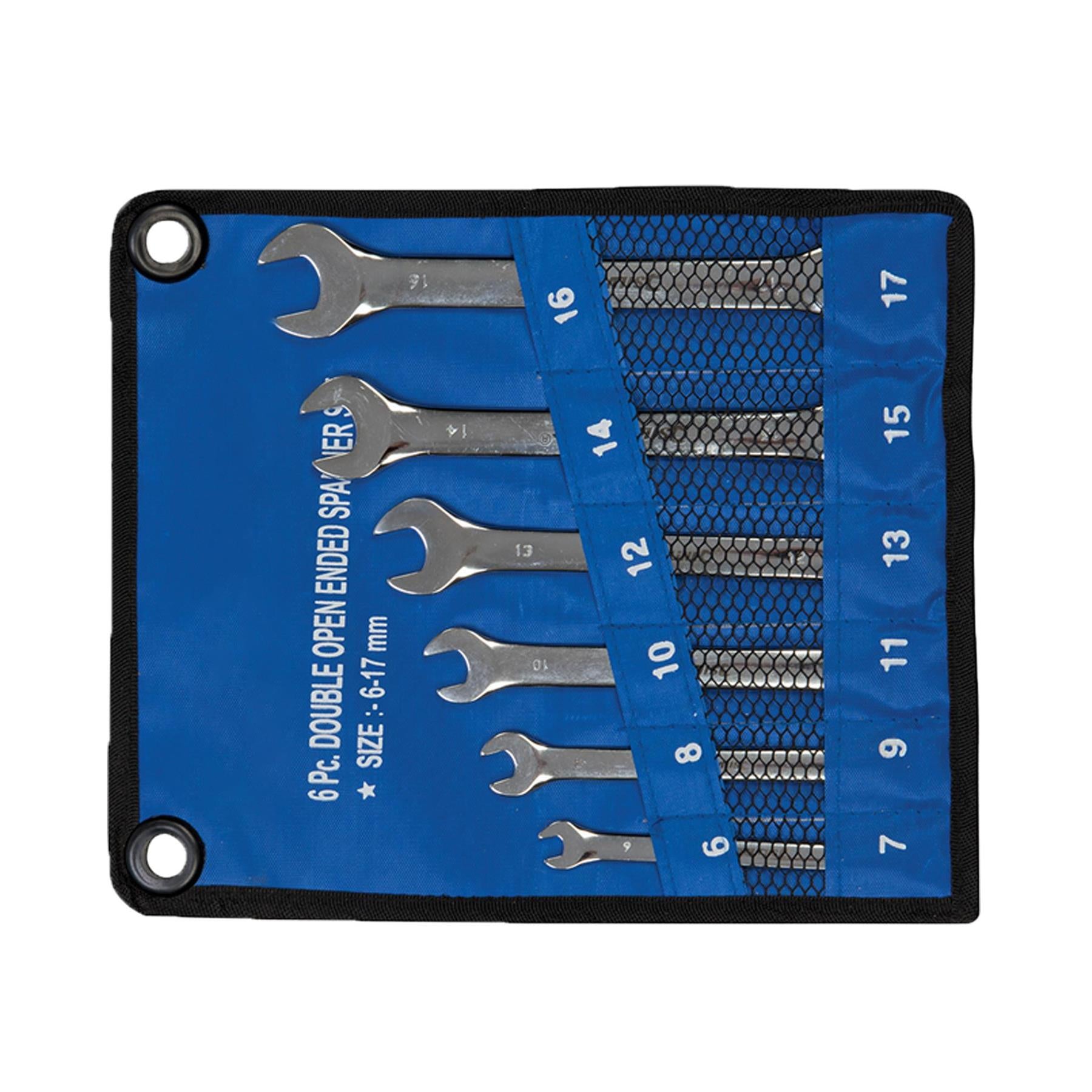 6Pce Open-Ended Spanner Set - 6 - 17mm High Quality Fully Polished Finish
