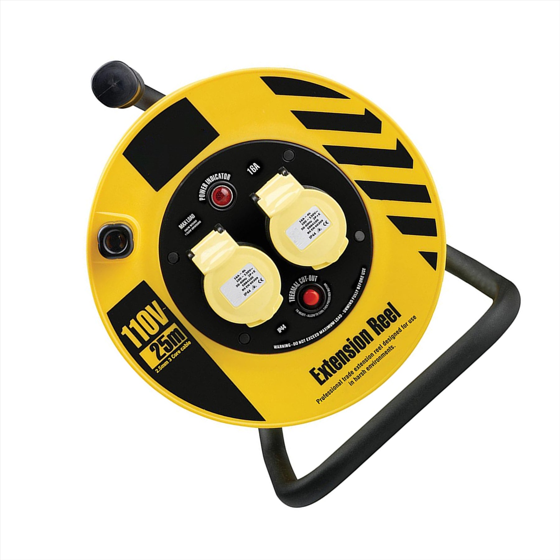 Defender Cable Reel 2-Way 16A 25m 110V Steel A-frame