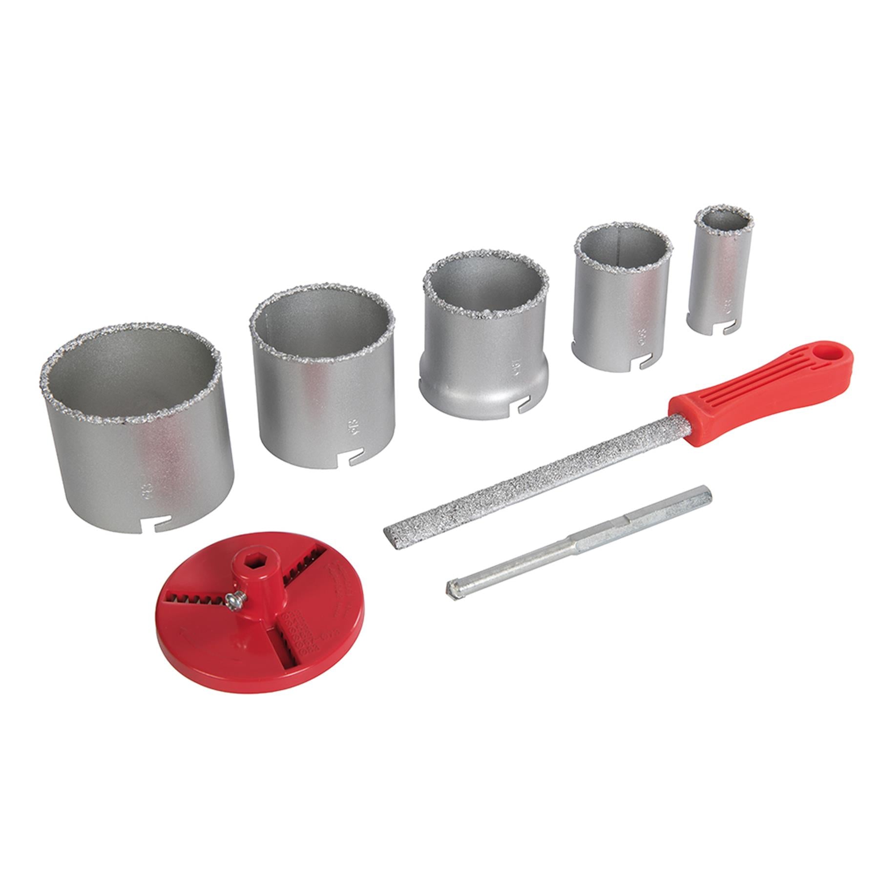 8Pc Tungsten Carbide Grit Hole Saw Set 33 - 83mm Universal Arbor Quality