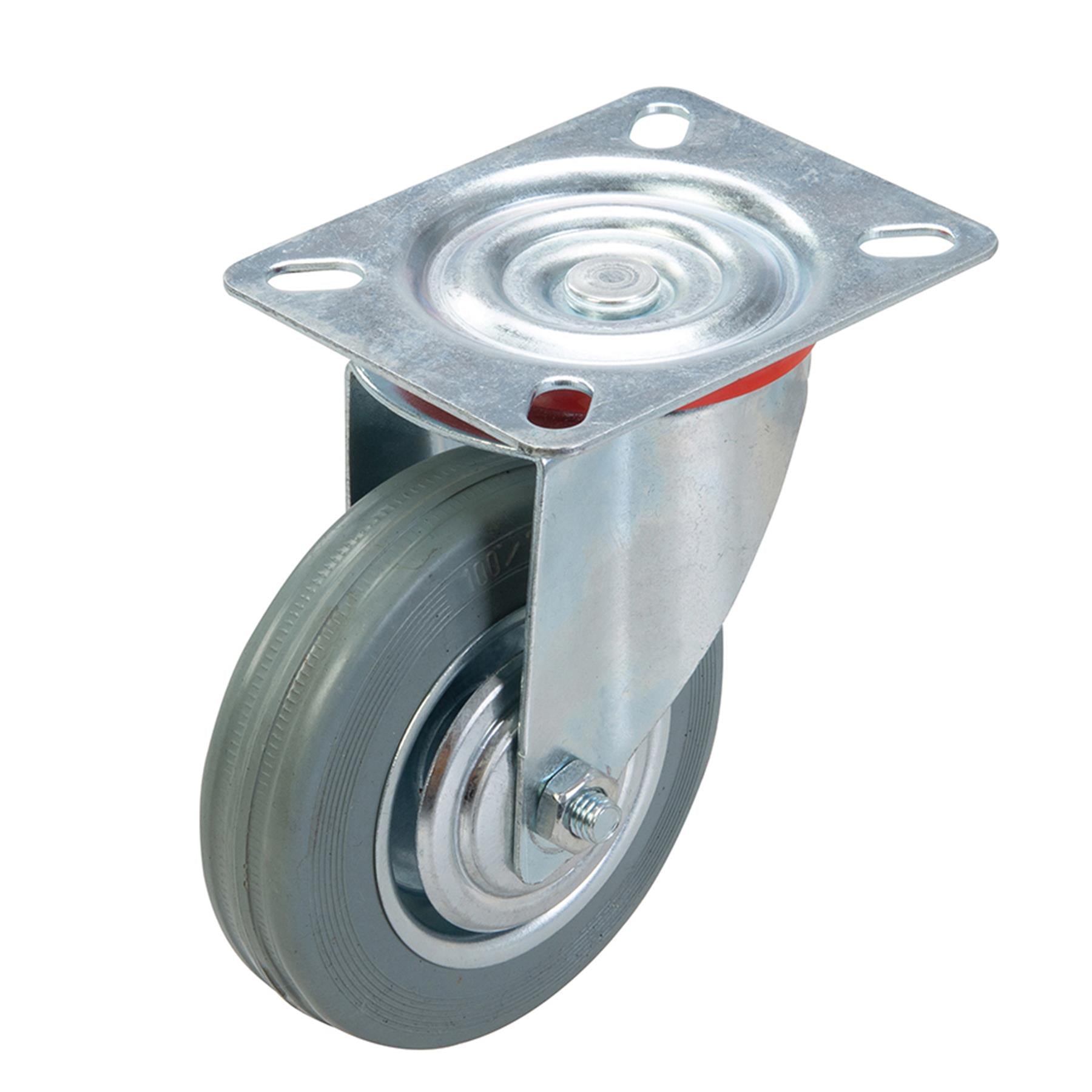 Swivel Rubber Castor - 100mm 70Kg With Non-Marking Tyre And Swivel Action