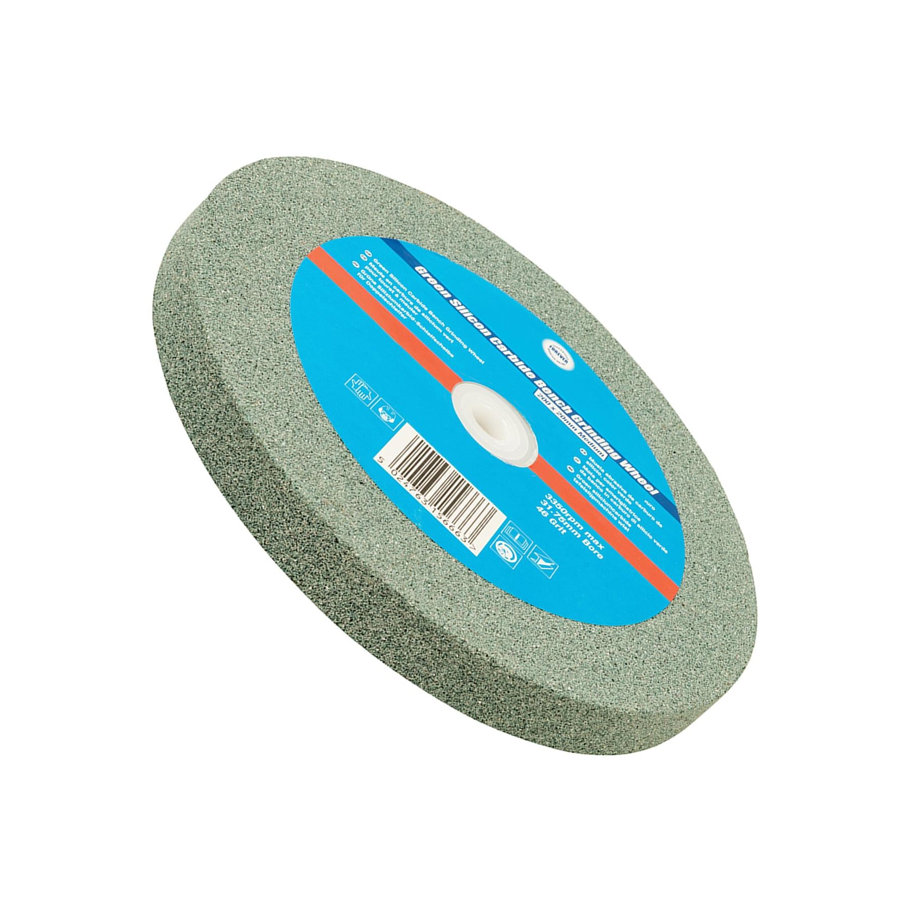 200 x 20mm Medium Green Silicon Carbide Bench Grinding Wheel Heavy Duty 46 Grit