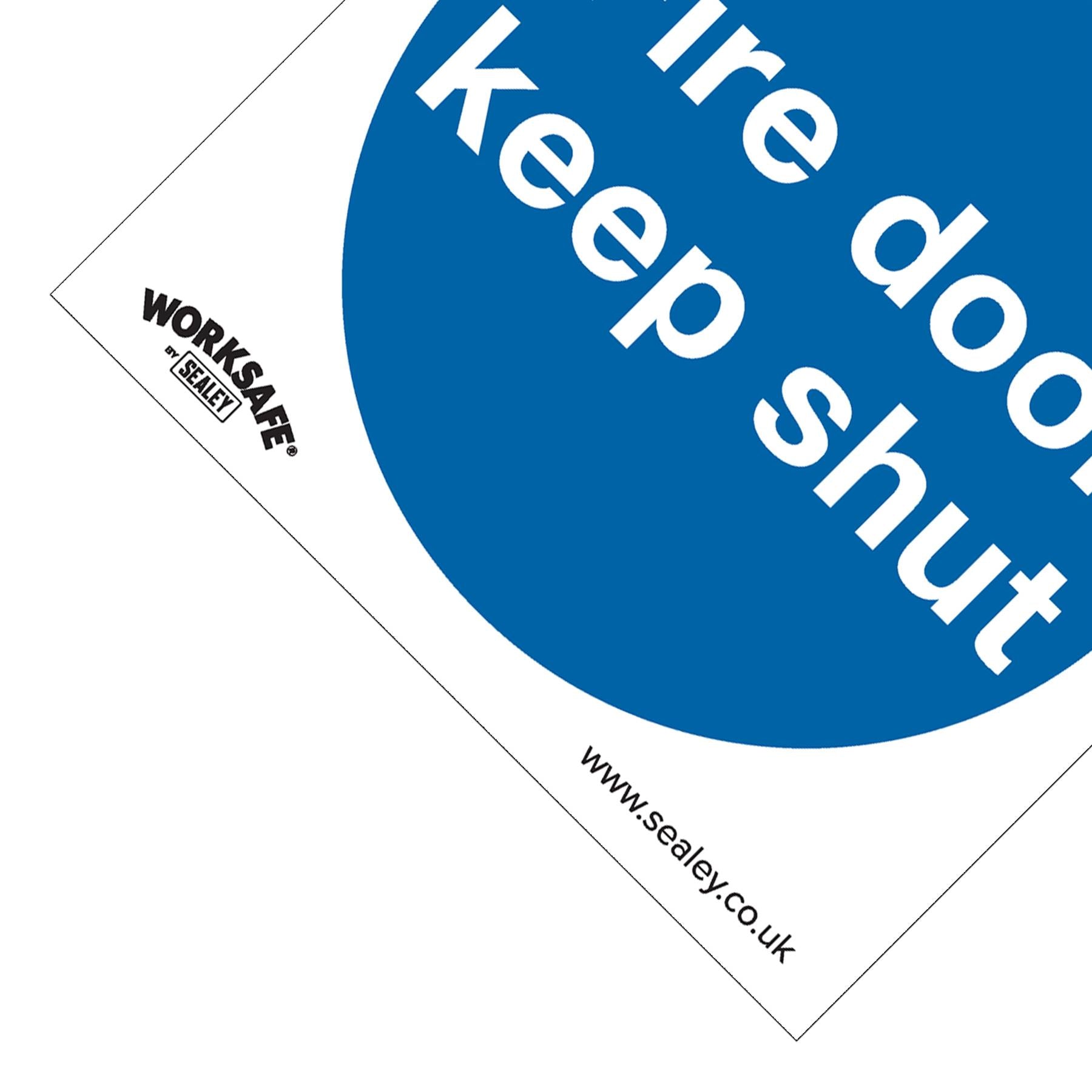 Sealey Mandatory Safety Sign - Fire Door Keep Shut - Rigid Plastic - Pack of 10