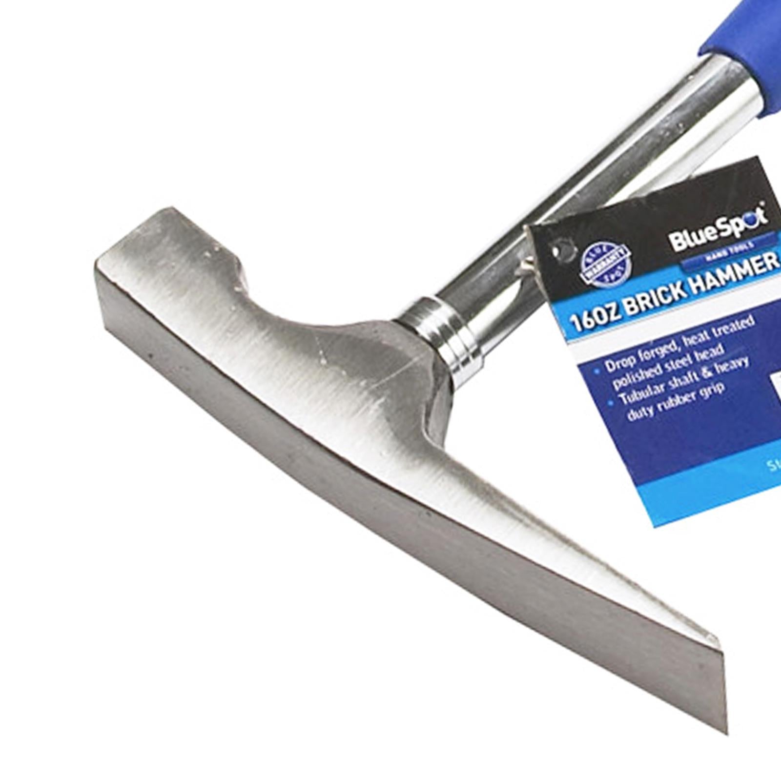 Bluespot 16oz 450g Brick Hammer Steel Tubular Shaft & Soft Rubber Grip Brickie