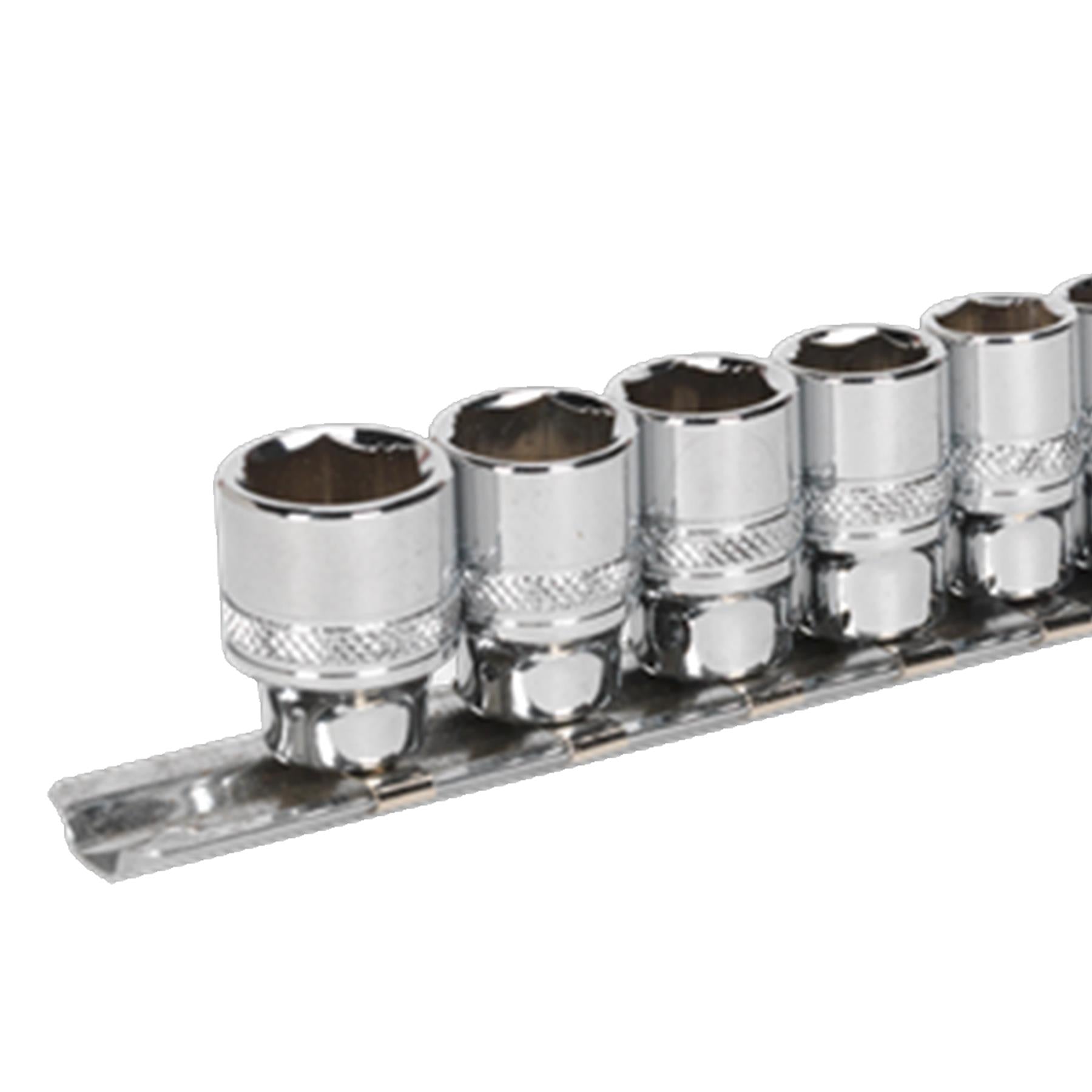 Sealey Lock-On Socket Set 1/4" Sq Dr 13pc 4 -14mm 6pt Metric Long Reach