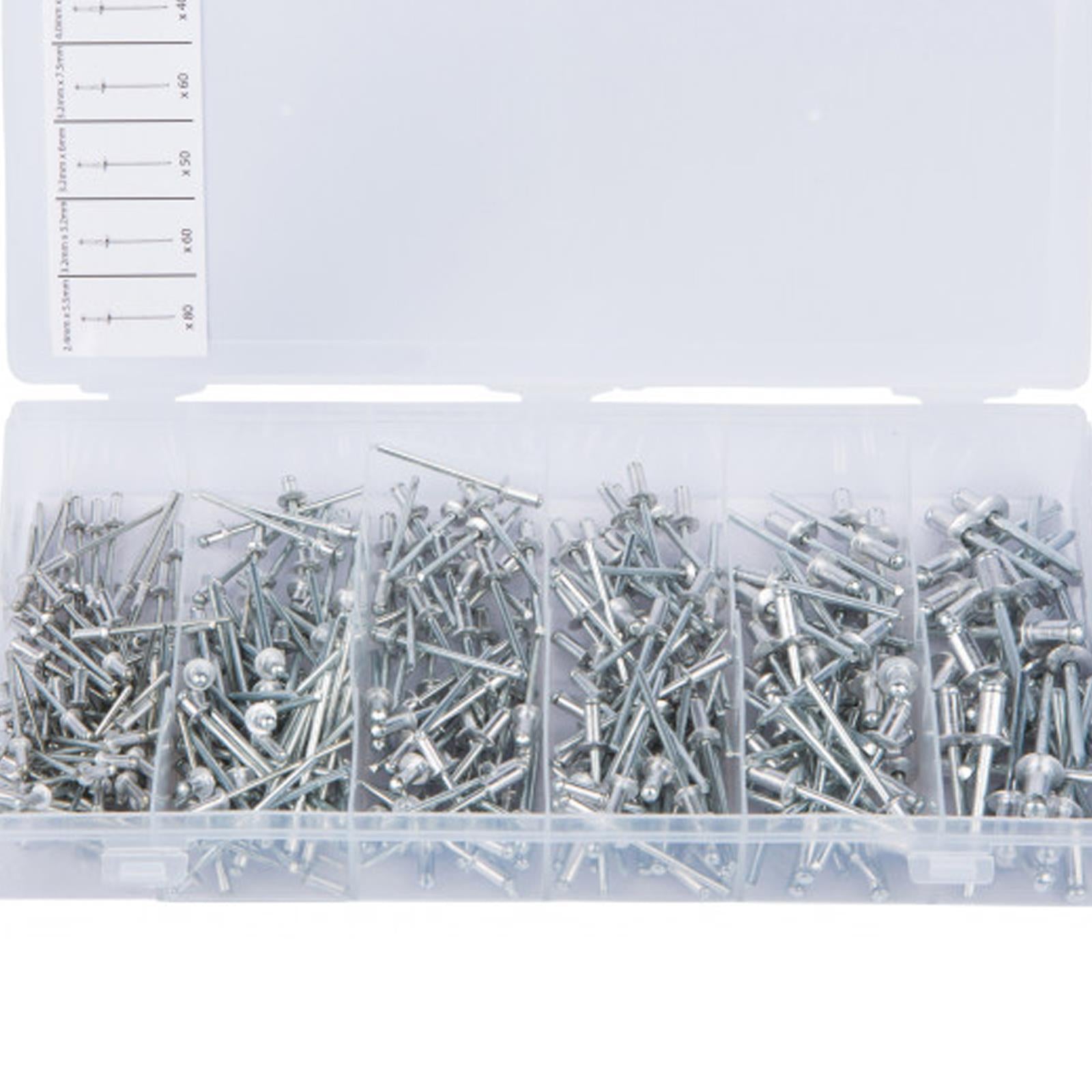 Bluespot 320Pc Assorted Blind Rivet Set Pop Rivets 2.4mm 3.2mm 4mm & 4.8mm Fix Clamp