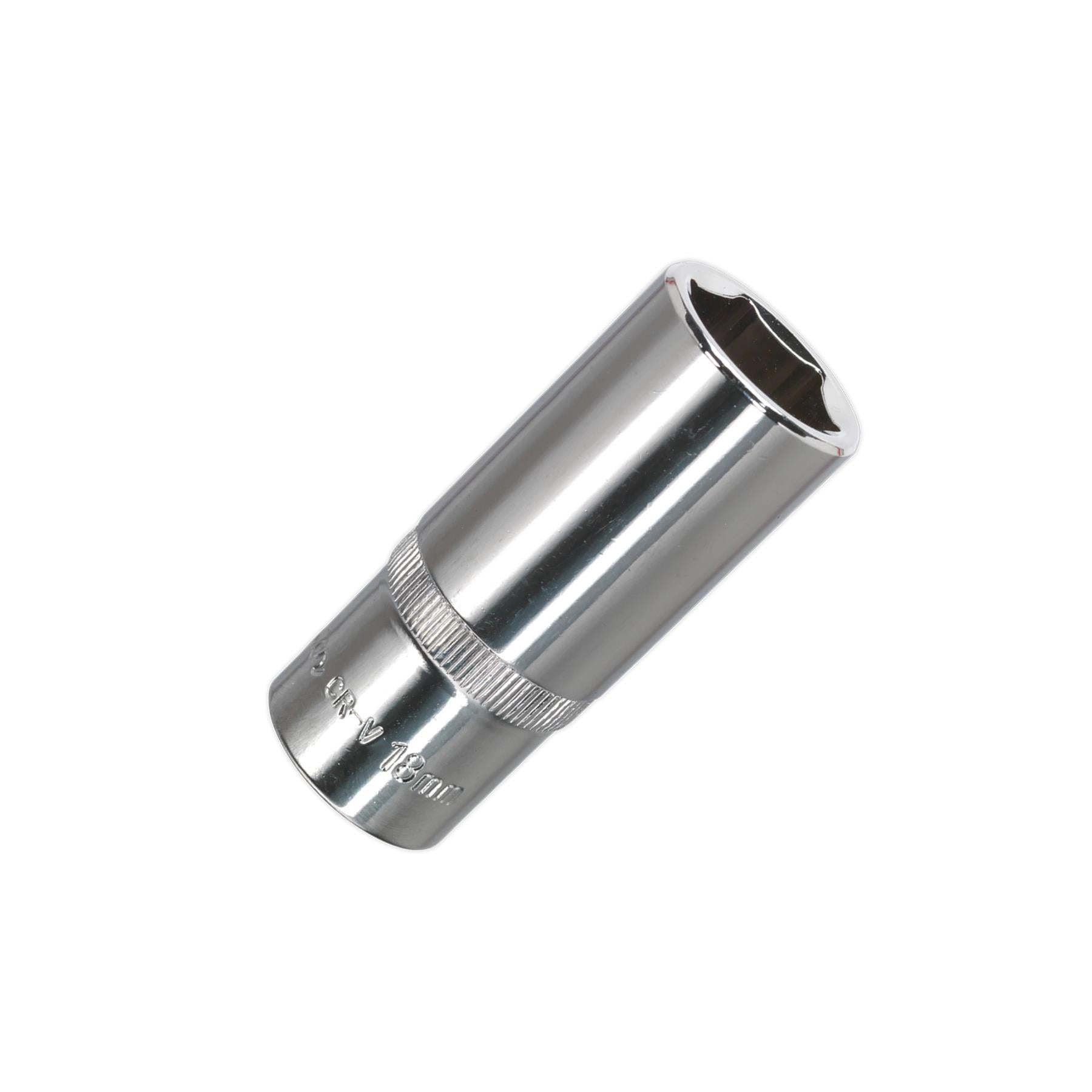 Sealey WallDrive Socket 18mm Deep 3/8"Sq Drive Fully Polished