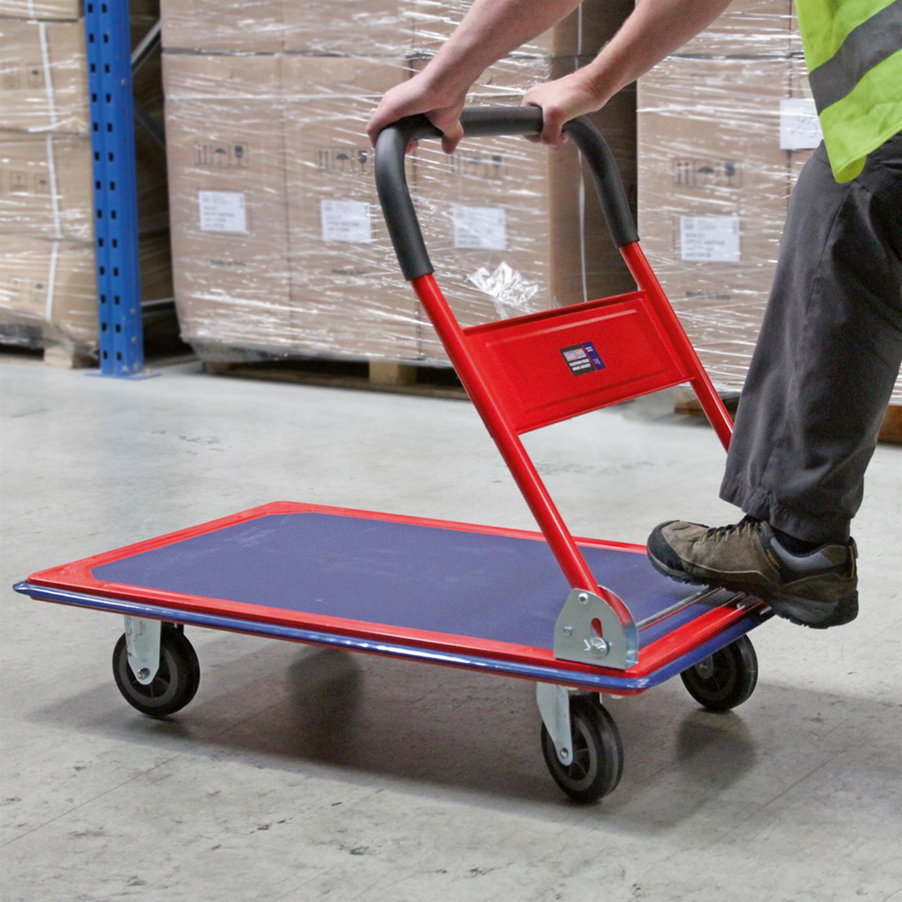 Sealey Platform Truck 300kg Capacity Rubberised Deck & Bumper Strip