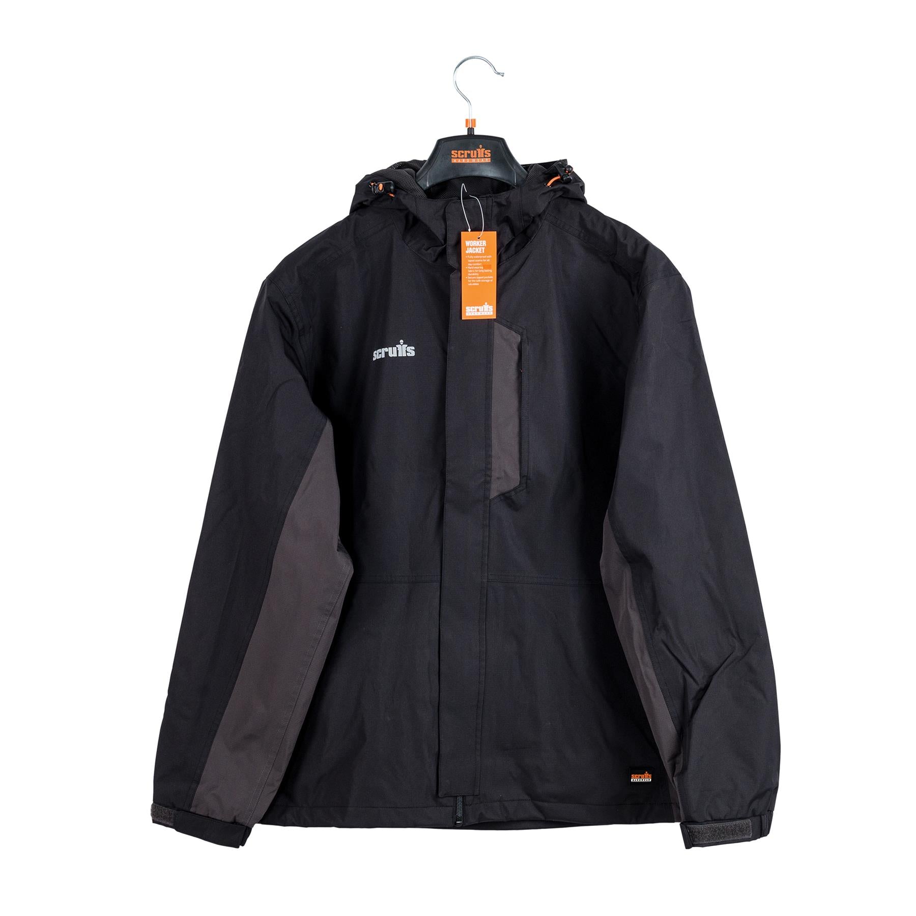 SCRUFFS Waterproof Worker Jacket Black/Graphite XL Lightweight Robust NEW 2019 XL