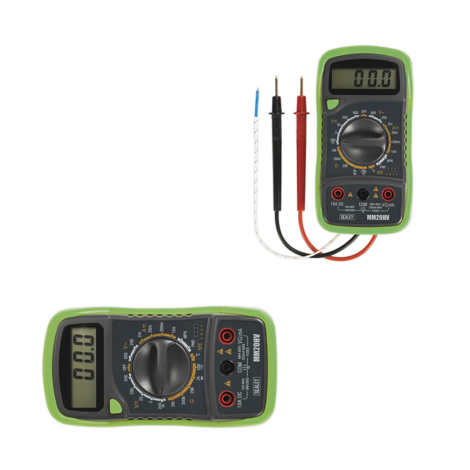 Sealey Digital Multimeter 8-Function with Thermocouple Hi-Vis