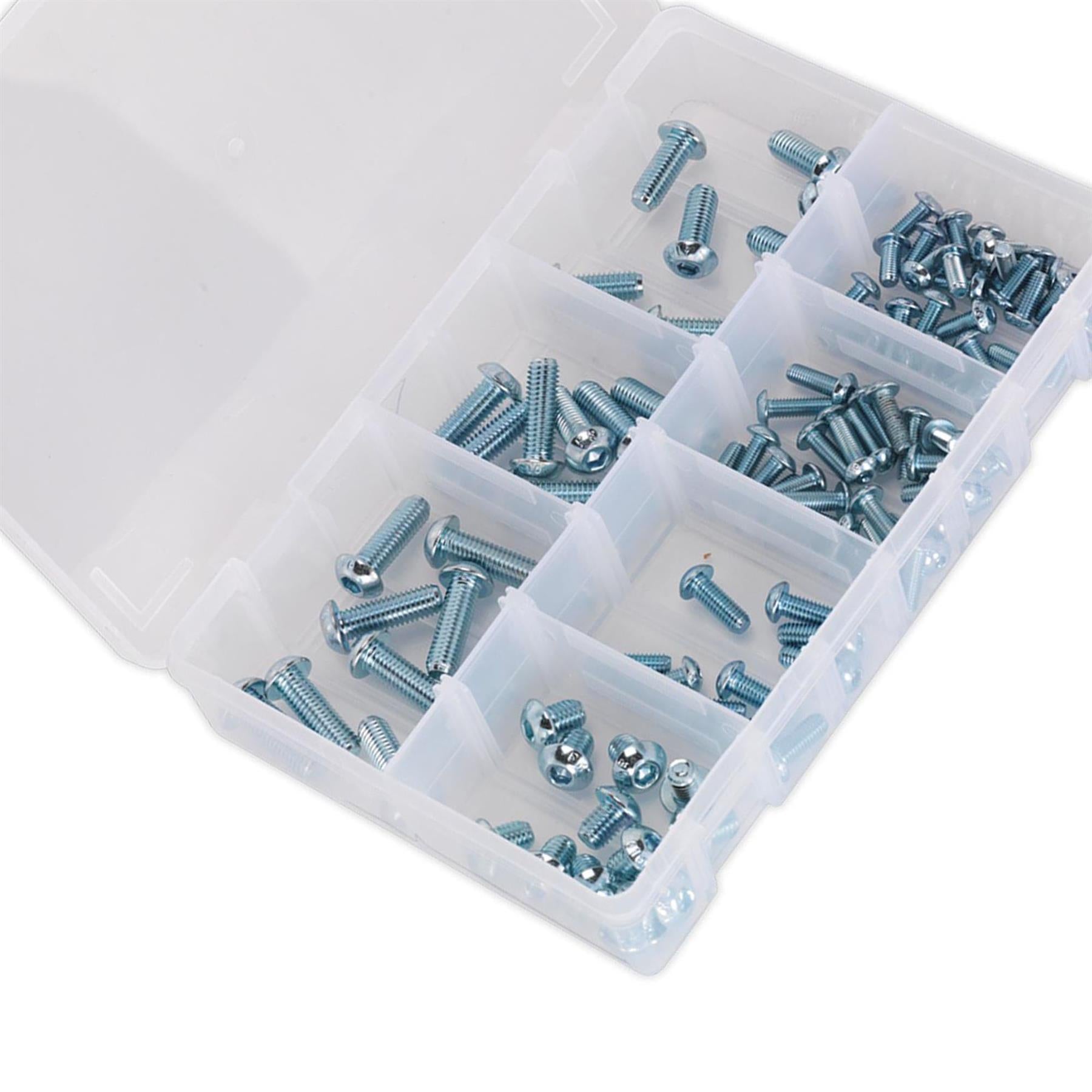 Sealey 108pcs Assorted M5-M10 Stainless Steel Socket Screws Button Head High Tensile 10.9 Metric
