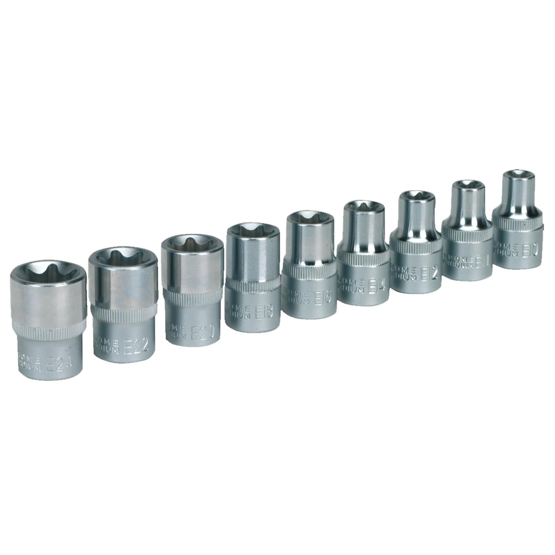 Sealey TRX-Star* Female Socket Set 9pc 1/2"Sq Drive E10-E24