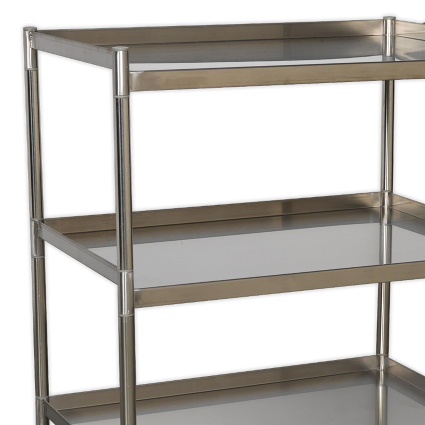 Sealey Workshop Trolley 3-Level Stainless Steel 30kg capacity shelves.