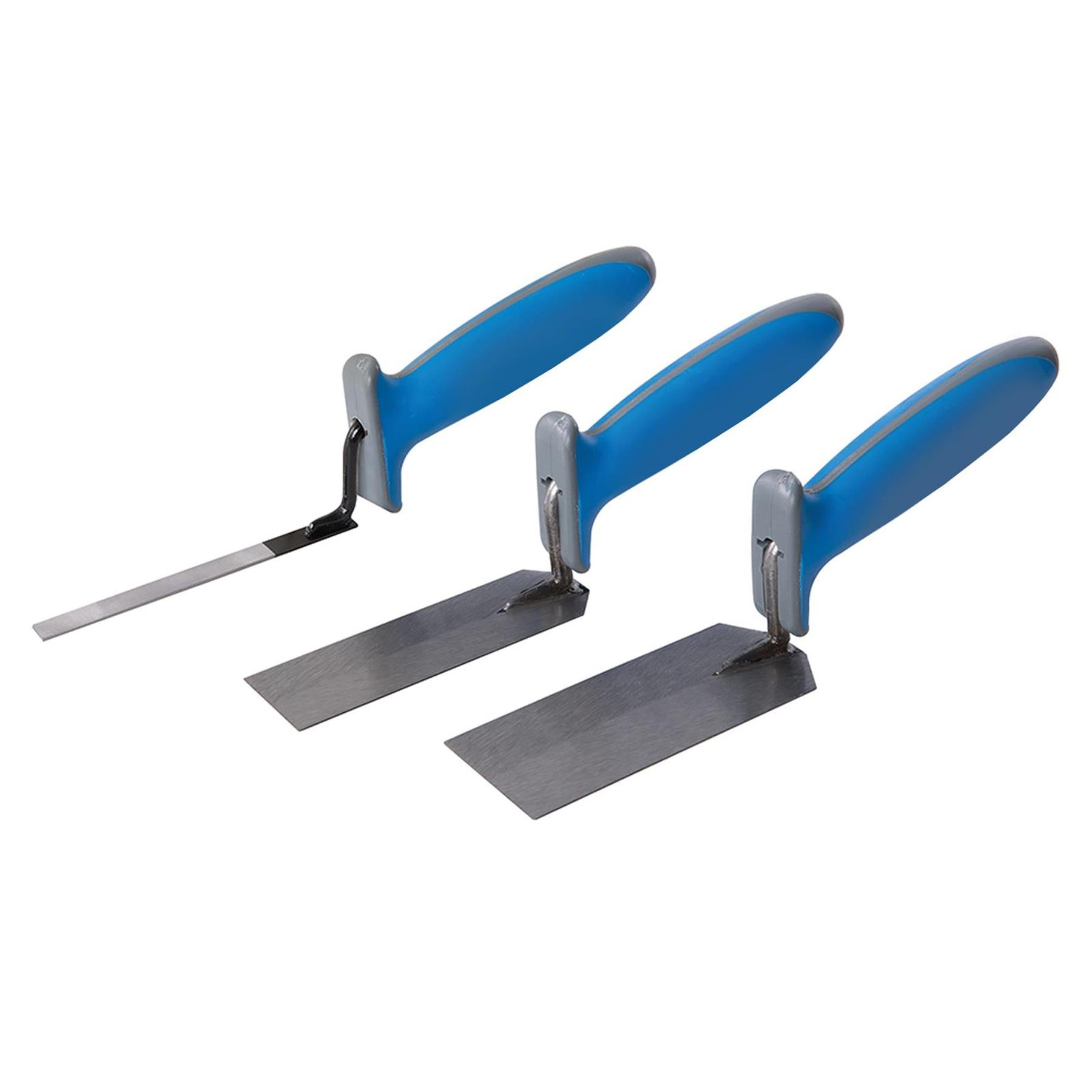 3Pce Margin Trowel Soft-Grip Set working mortar in tighter areas and corners