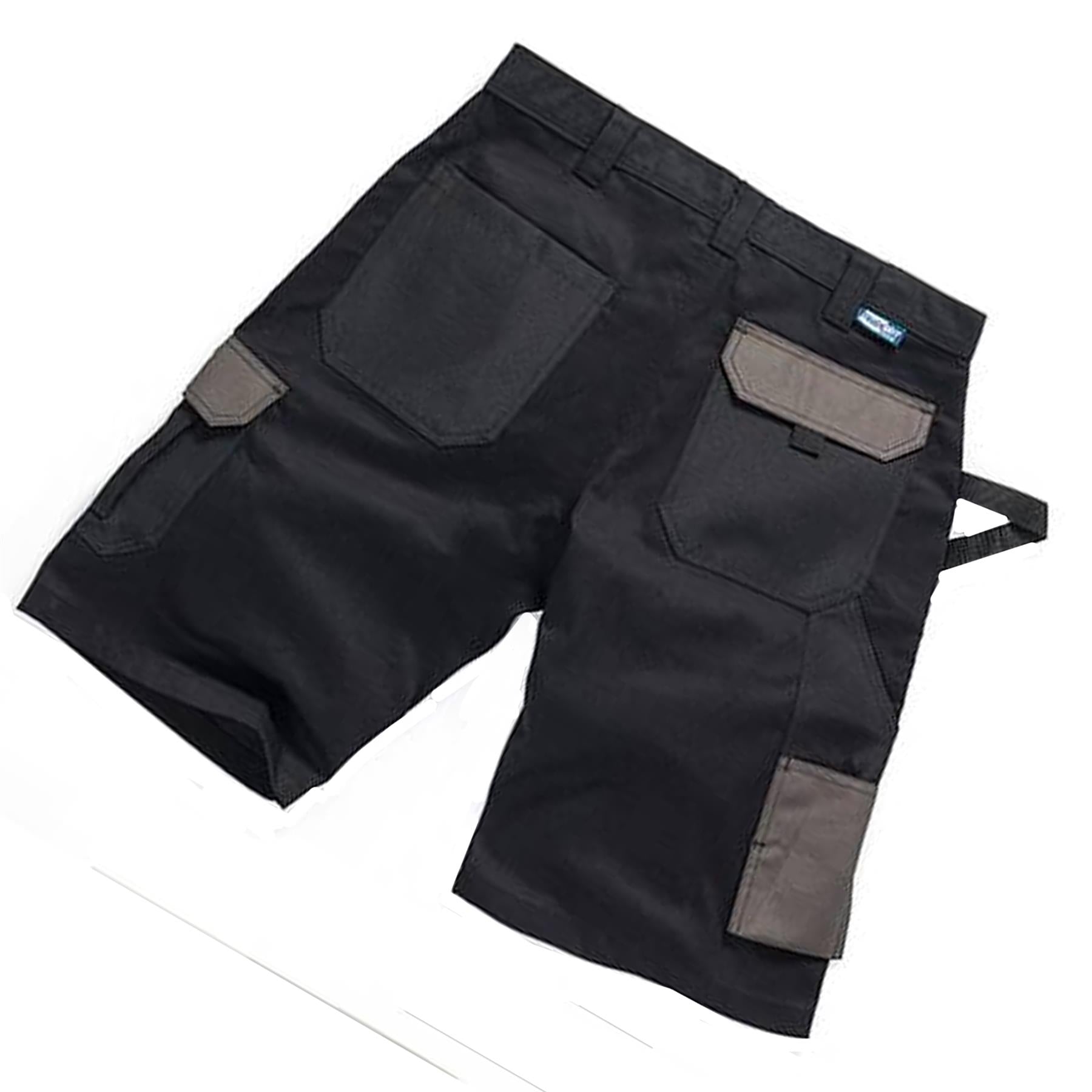 Tough Grit Work Shorts Trade Flex Lightweight Slim Fit Black 34"W