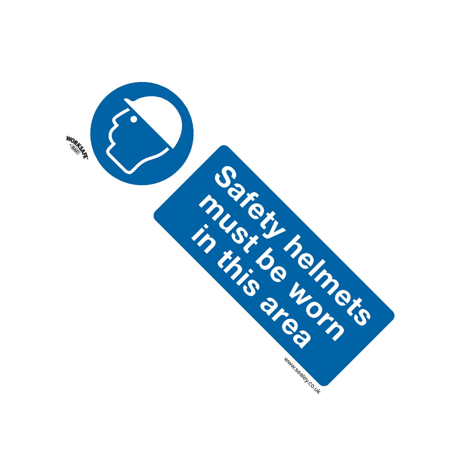 Mandatory Safety Sign - Safety Helmets Must Be Worn In This Area - Self-Adhesive Vinyl
