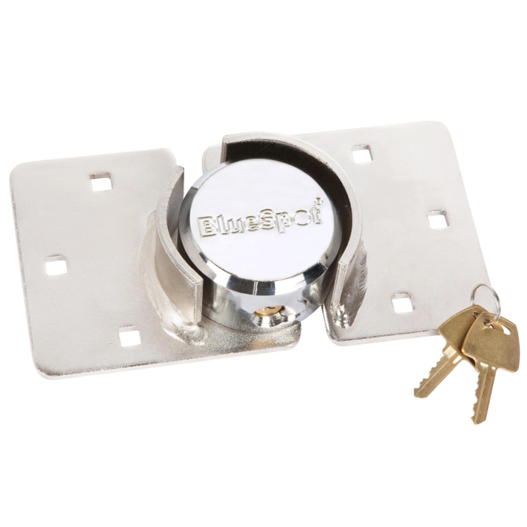 BlueSpot Van Lock Garden Shed 73mm Security Padlock Hasp Set Chrome Plated