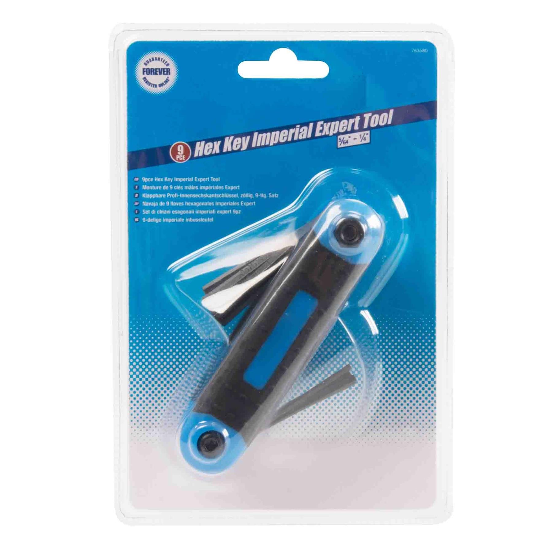 9Pce Hex Key Imperial Expert Tool 5/64" - 1/4" Hardened Chrome Vanadium Steel