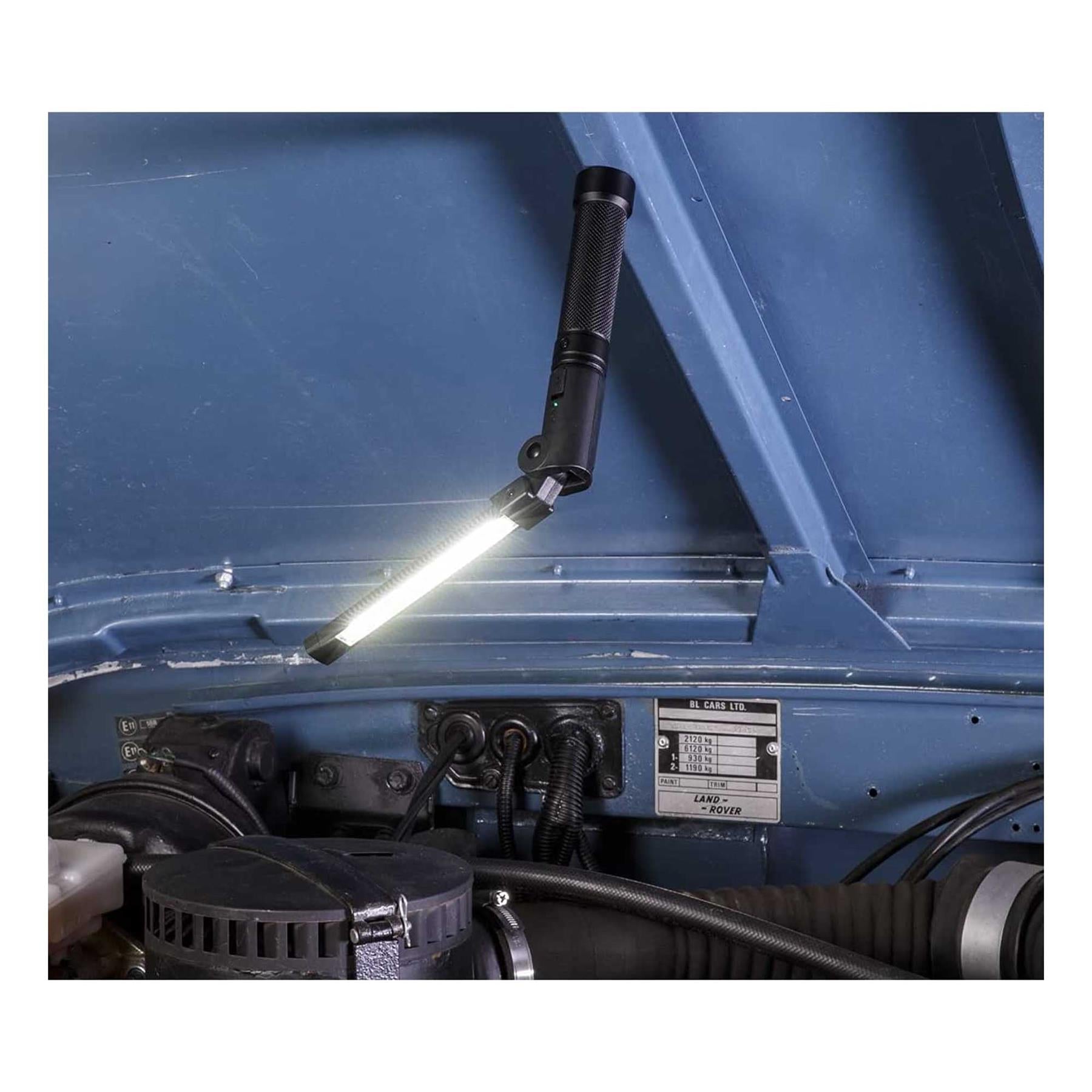 Sealey Rechargeable Aluminium Folding Pocket Light 2 COB & 1 SMD LED