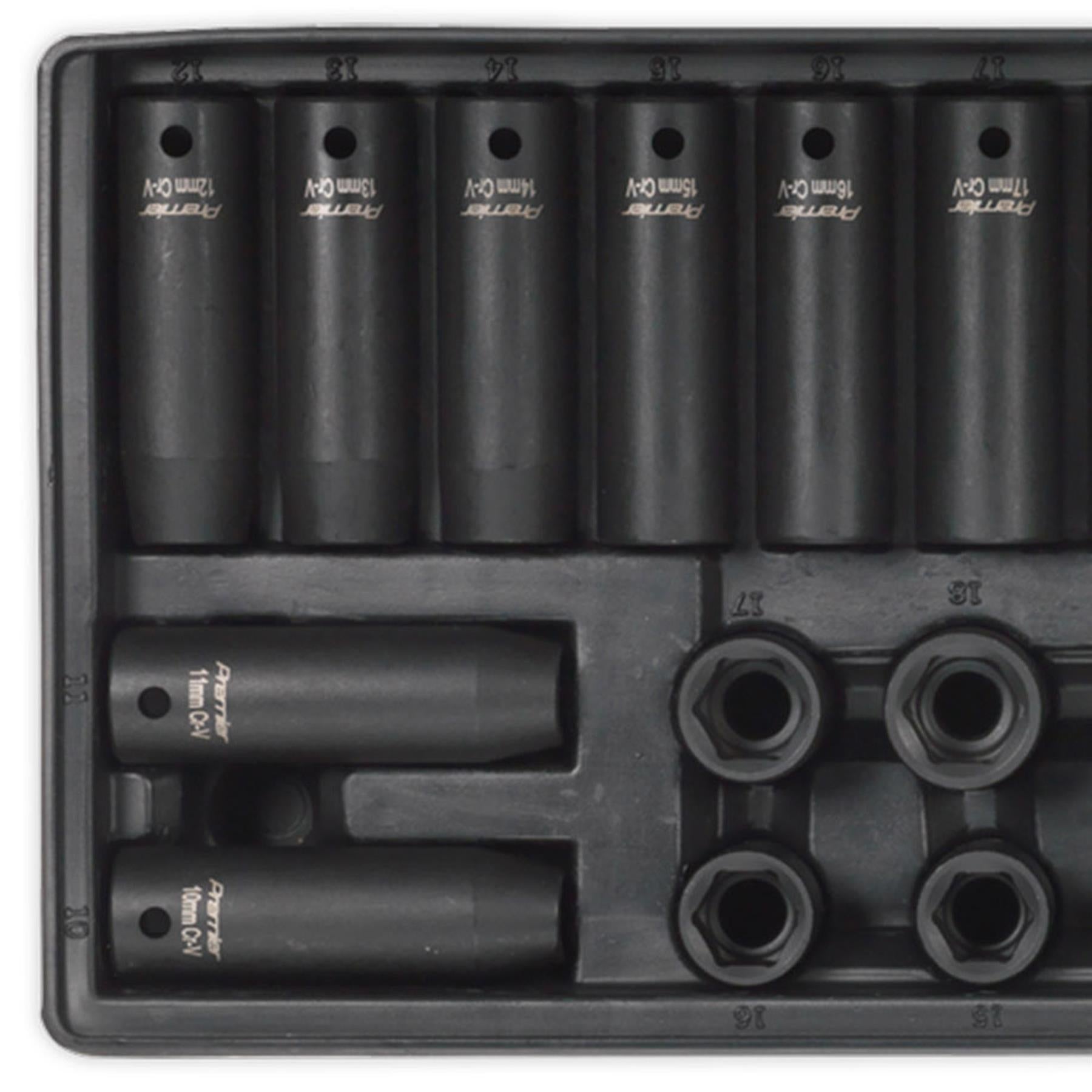 Sealey Tools Tool Tray DEEP & STANDARD Impact Socket Set 28pce 1/2 Drive Metric