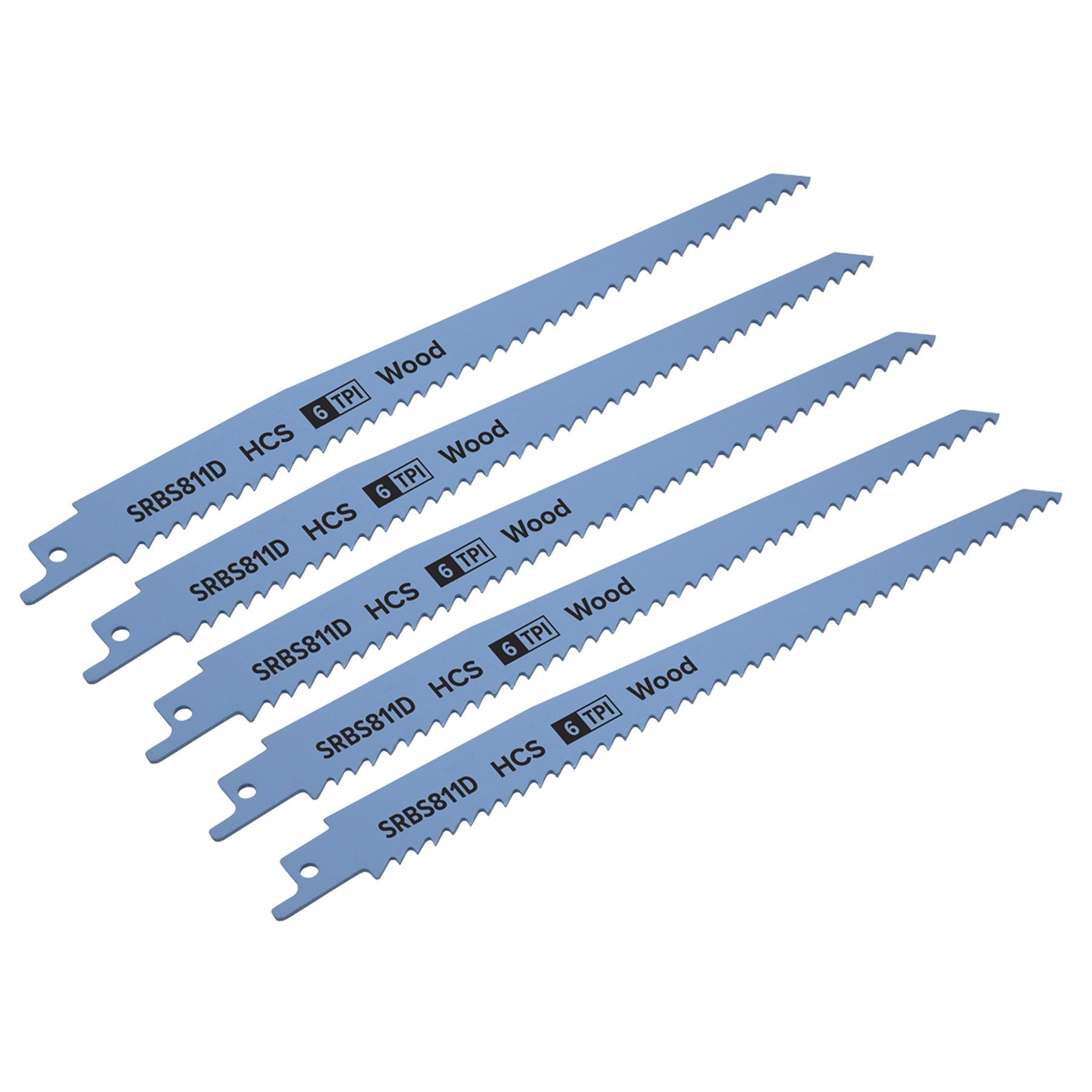 Sealey Reciprocating Saw Blade Clean Wood 200mm 6tpi - Pack of 5