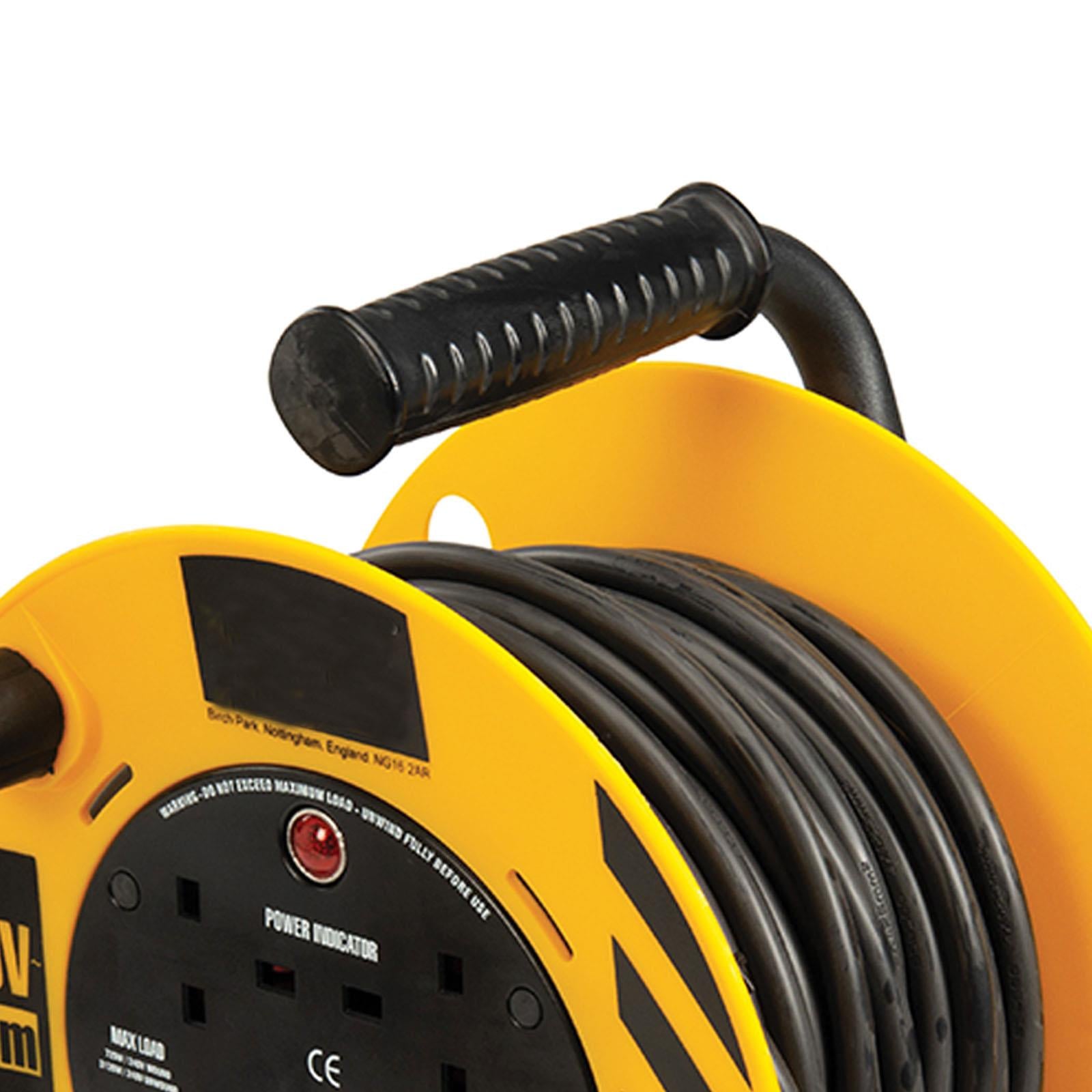 240V 13A Cable Reel 20m 4 Way Lightweight 3 Core Cable Strong Steel Secure Base