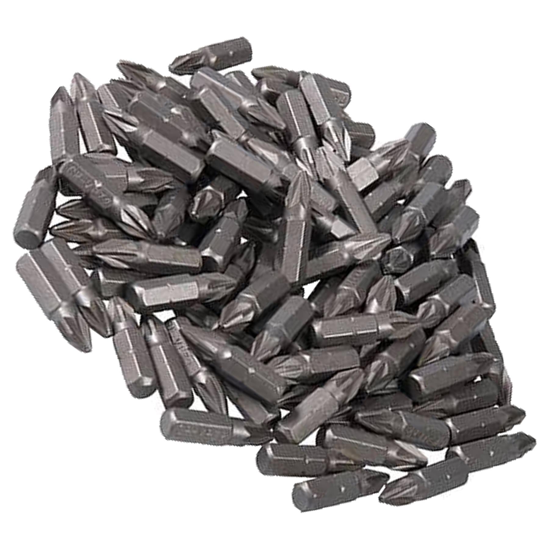 Pozidriv PZ2 Screwdriver Bits CRV Chrome Vanadium Steel 1/4" Hex Drive 100Pcs