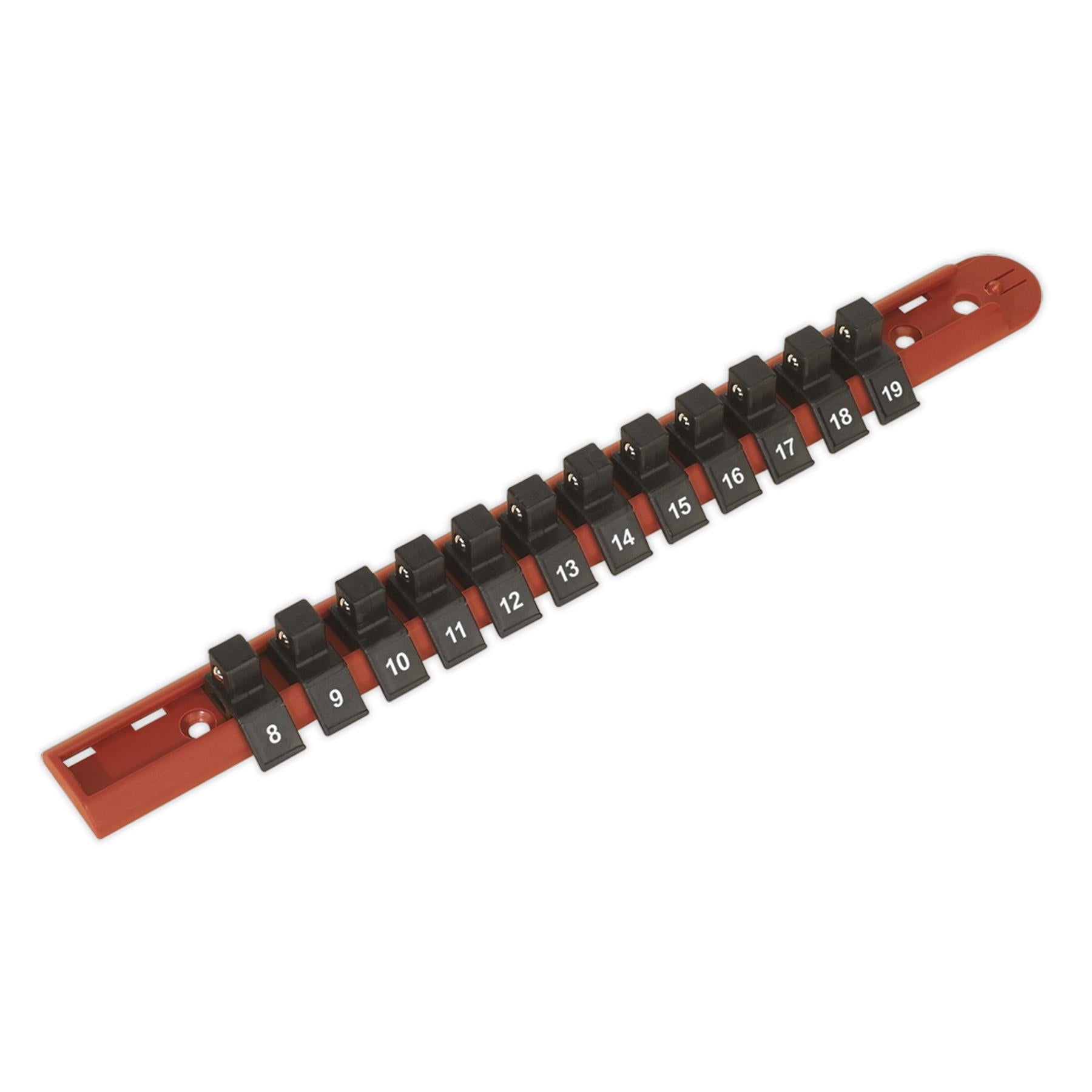 Sealey Socket Retaining Rail With 12 Clips 3/8" Sq Drive 8-19mm - AK3812