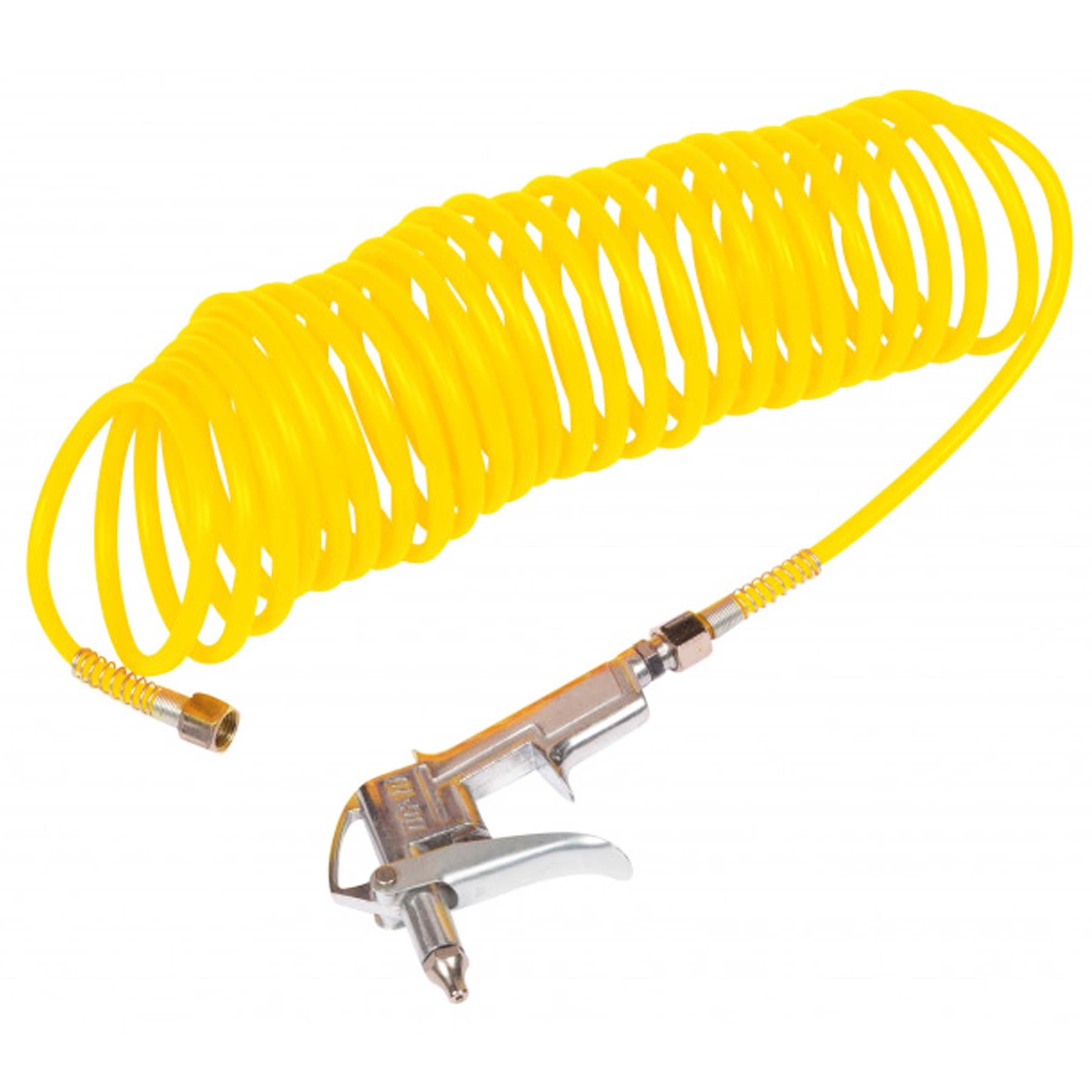 BlueSpot Air Dust Gun Nylon Coiled Air Hose Line 7.6m 25ft 1/4" BSP Female 200PSI Dust Clean