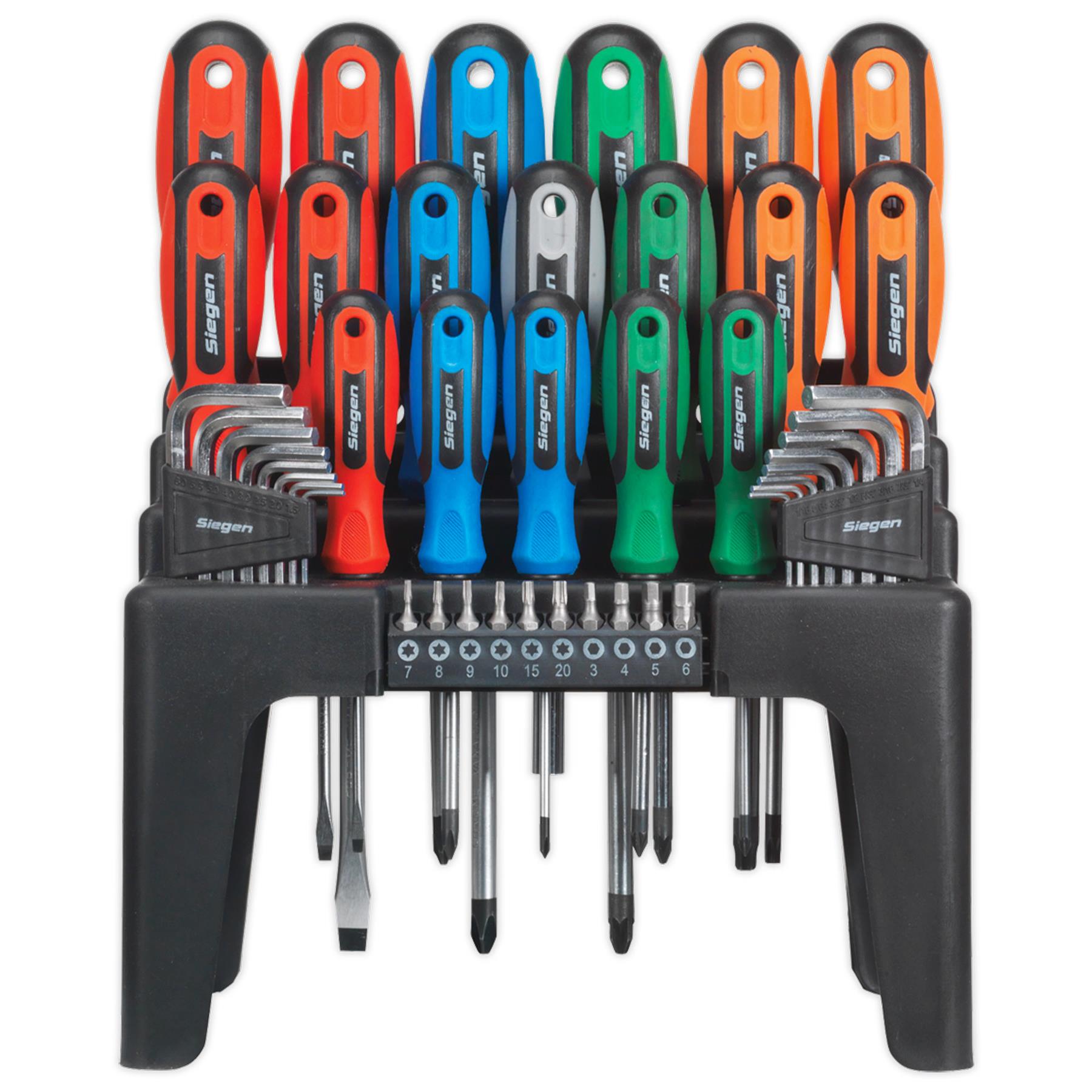 Sealey Screwdriver Hex Key & Bit Tool Set - 44 Pieces - For Light Trade/DIY Use