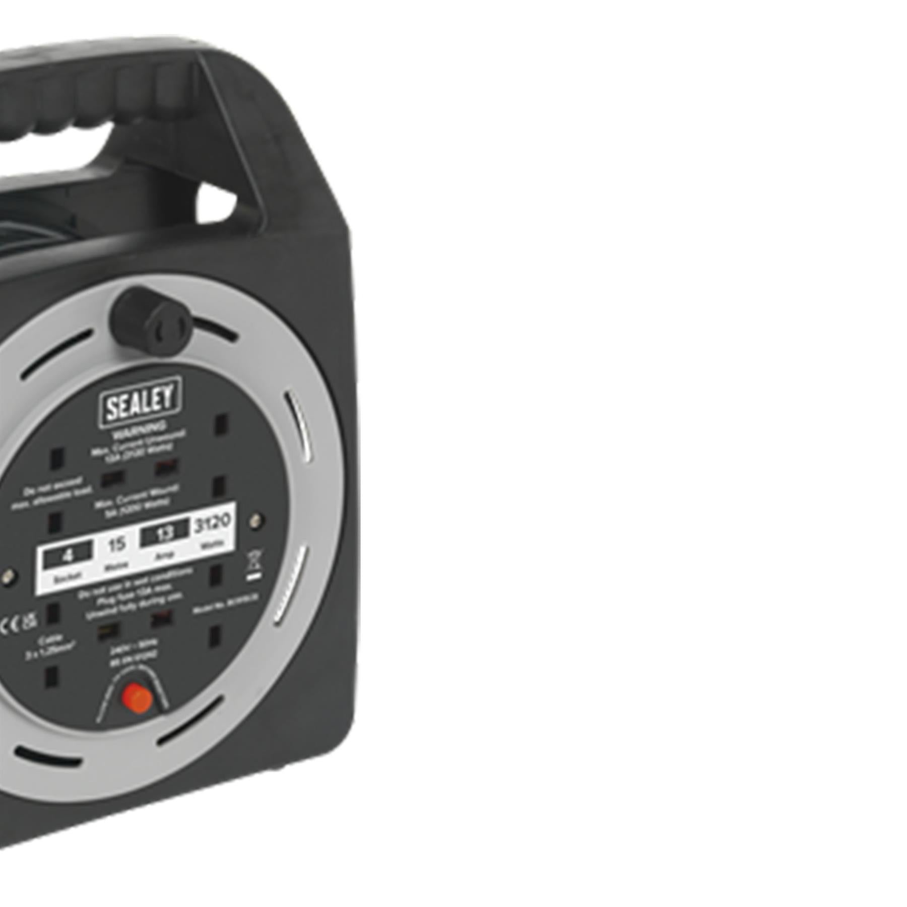 Sealey Cable Reel Box Type 15m 4 x 230V 1.25mm� Thermal Trip