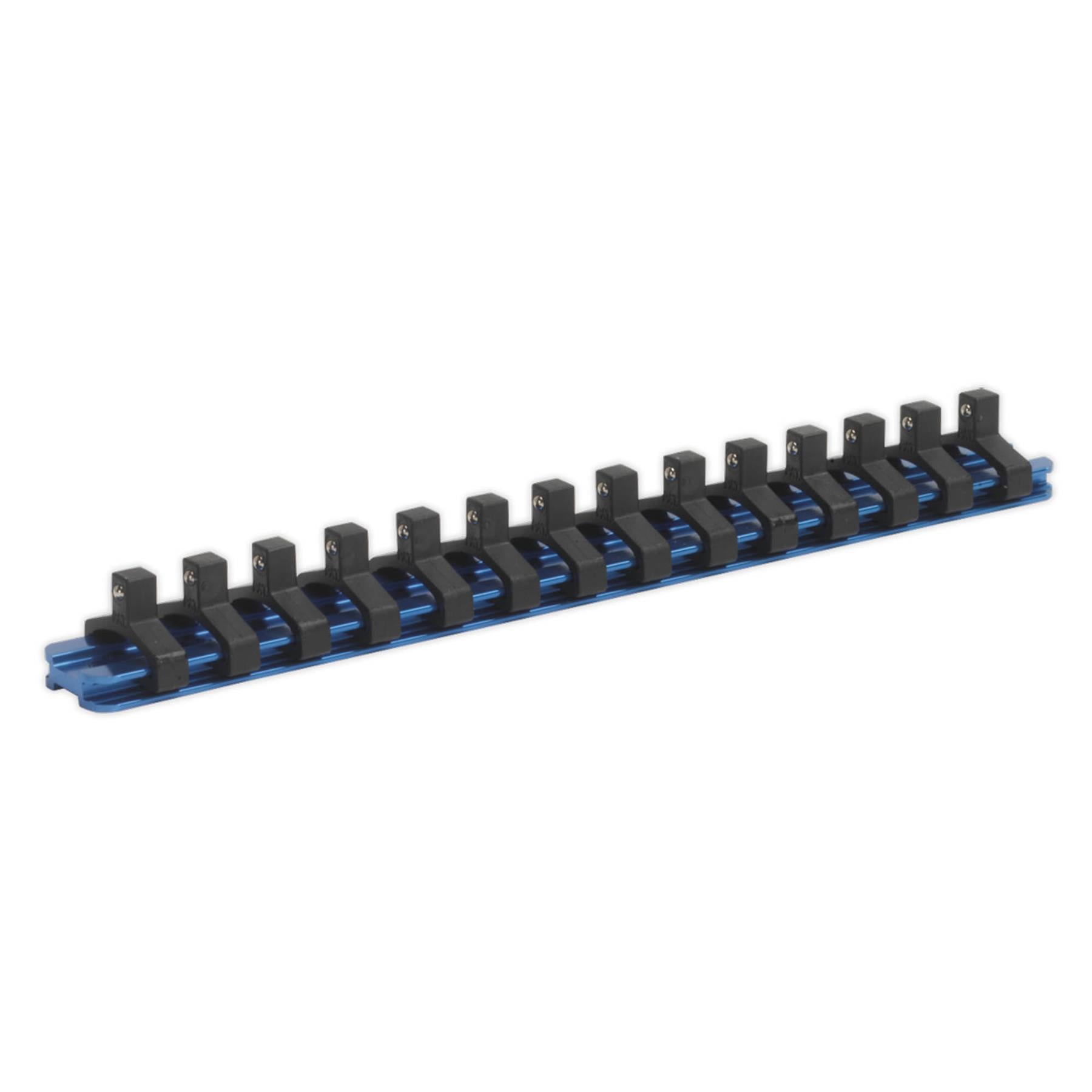 Sealey Socket Retaining Rail with 14 Clips Aluminium 1/4"Sq Drive