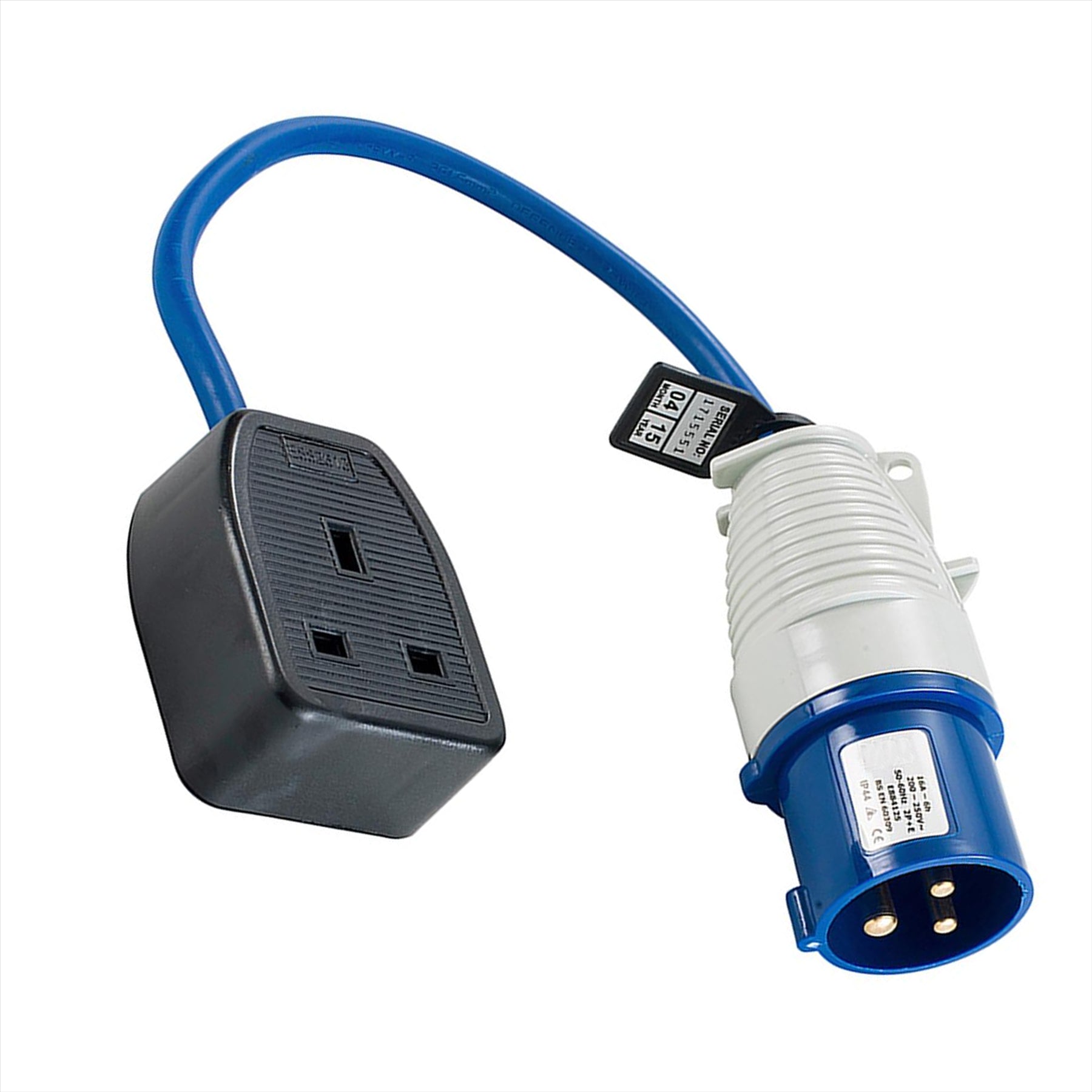Defender Fly Lead Converter 16A - 13A 230V Single socket with 25cm cable