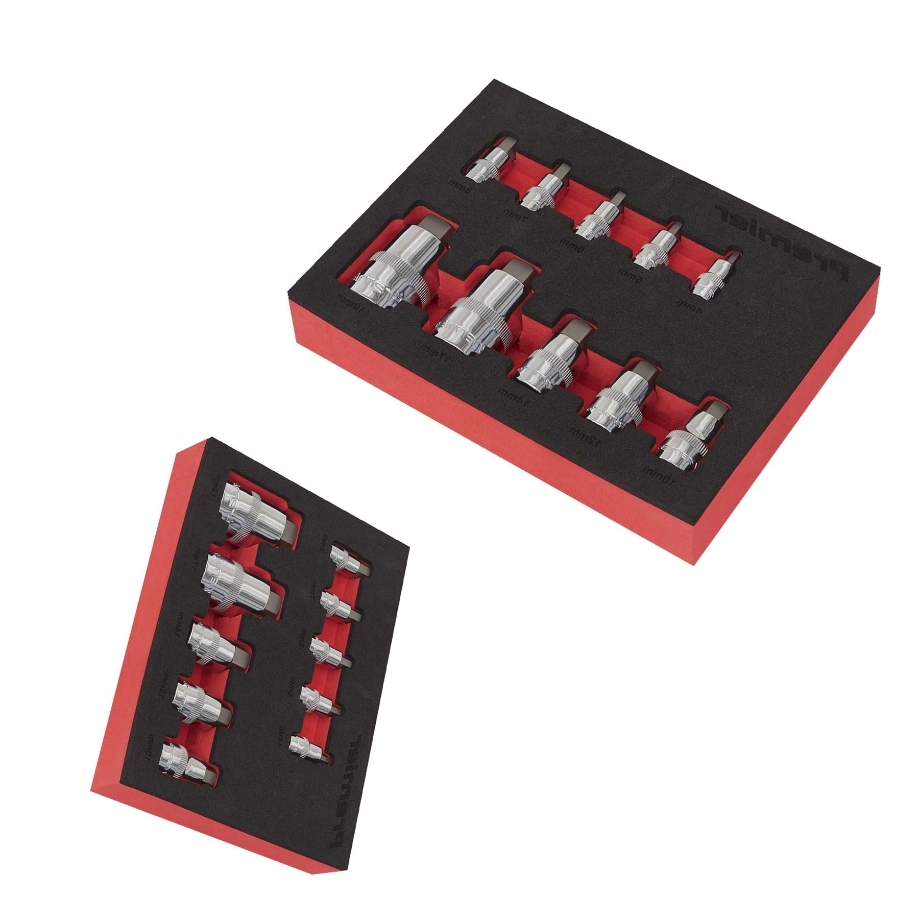 Hex Socket Bit Set 10pc Stubby 1/4", 3/8" & 1/2"Sq Drive. Sealey