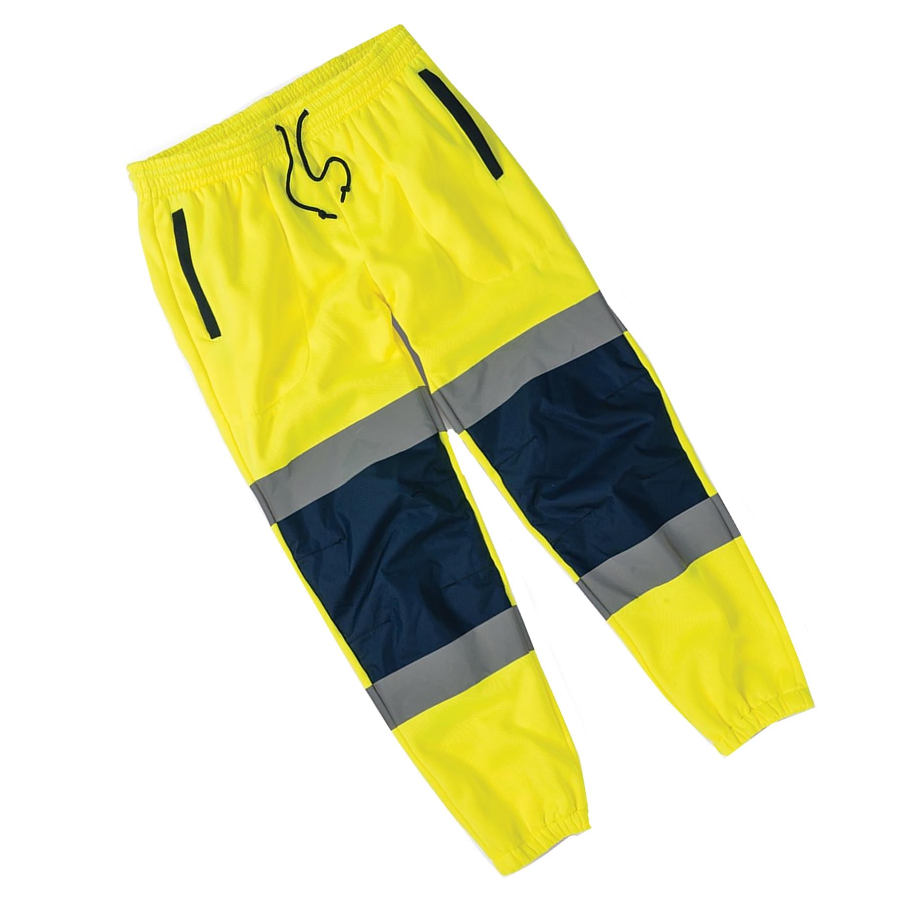 Tough Grit Hi-vis 2-tone Work Wear Fleece Trousers Safety Jogger Sweat Pants S