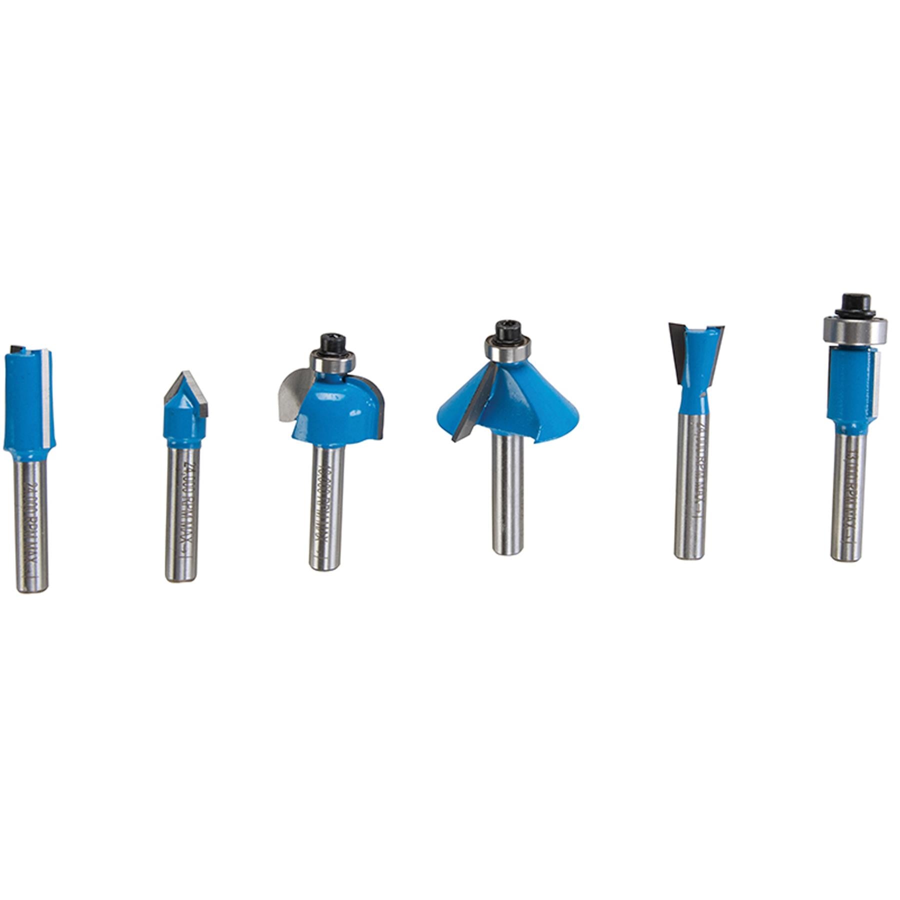 1/4" Shank TCT Router Cutter Bit Set with Wooden Case Silverline 12 Pce Piece