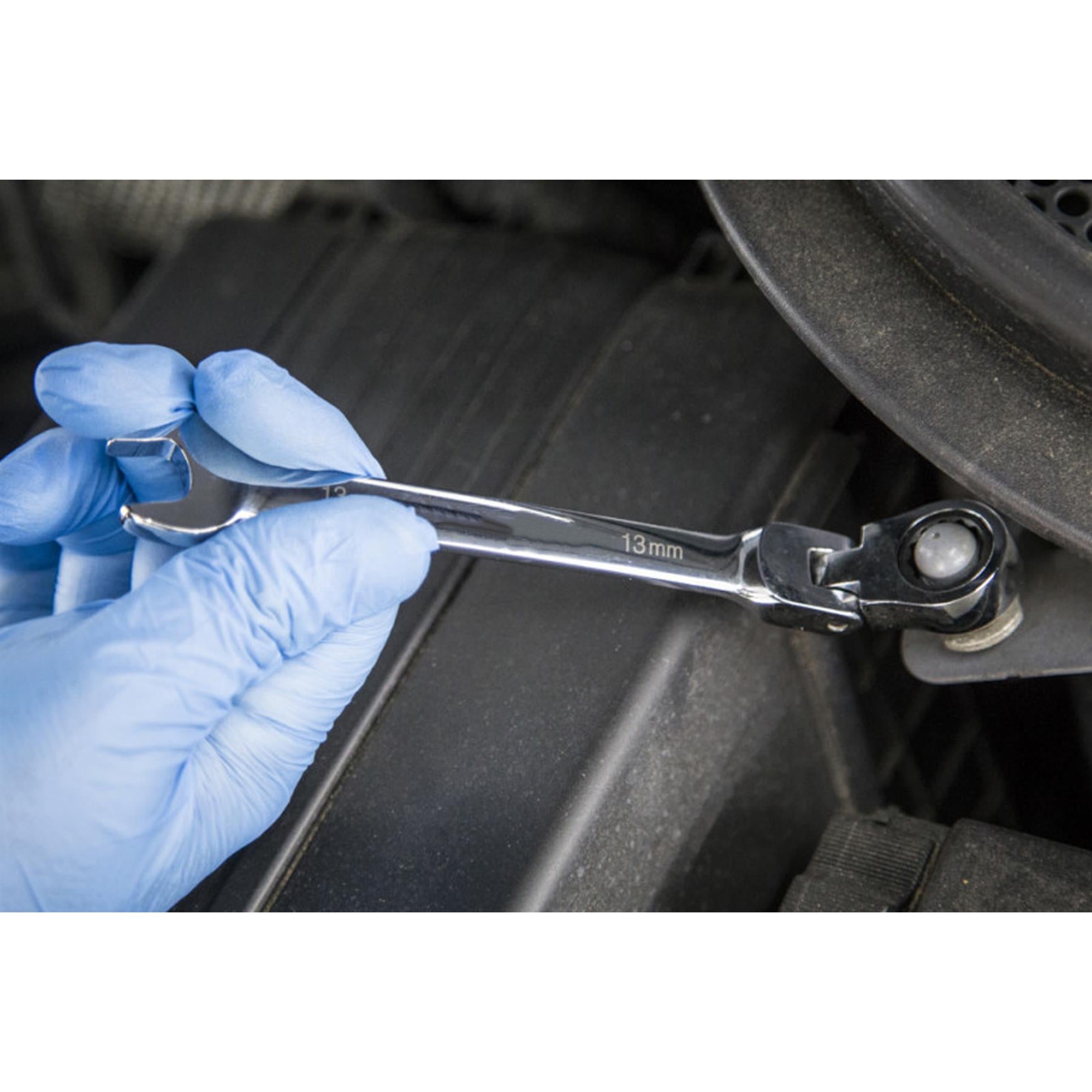 6 Piece Flexible Ratchet Spanner Set. Ratcheting Spanners with Flex Head