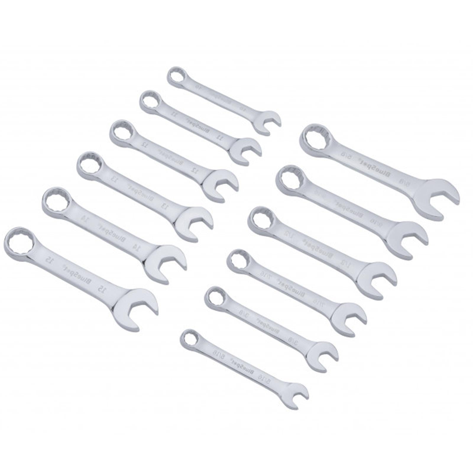 BlueSpot 32pc Assorted Spanner Set Imperial Metric Stubby Wrench 6-19mm Fully Polished