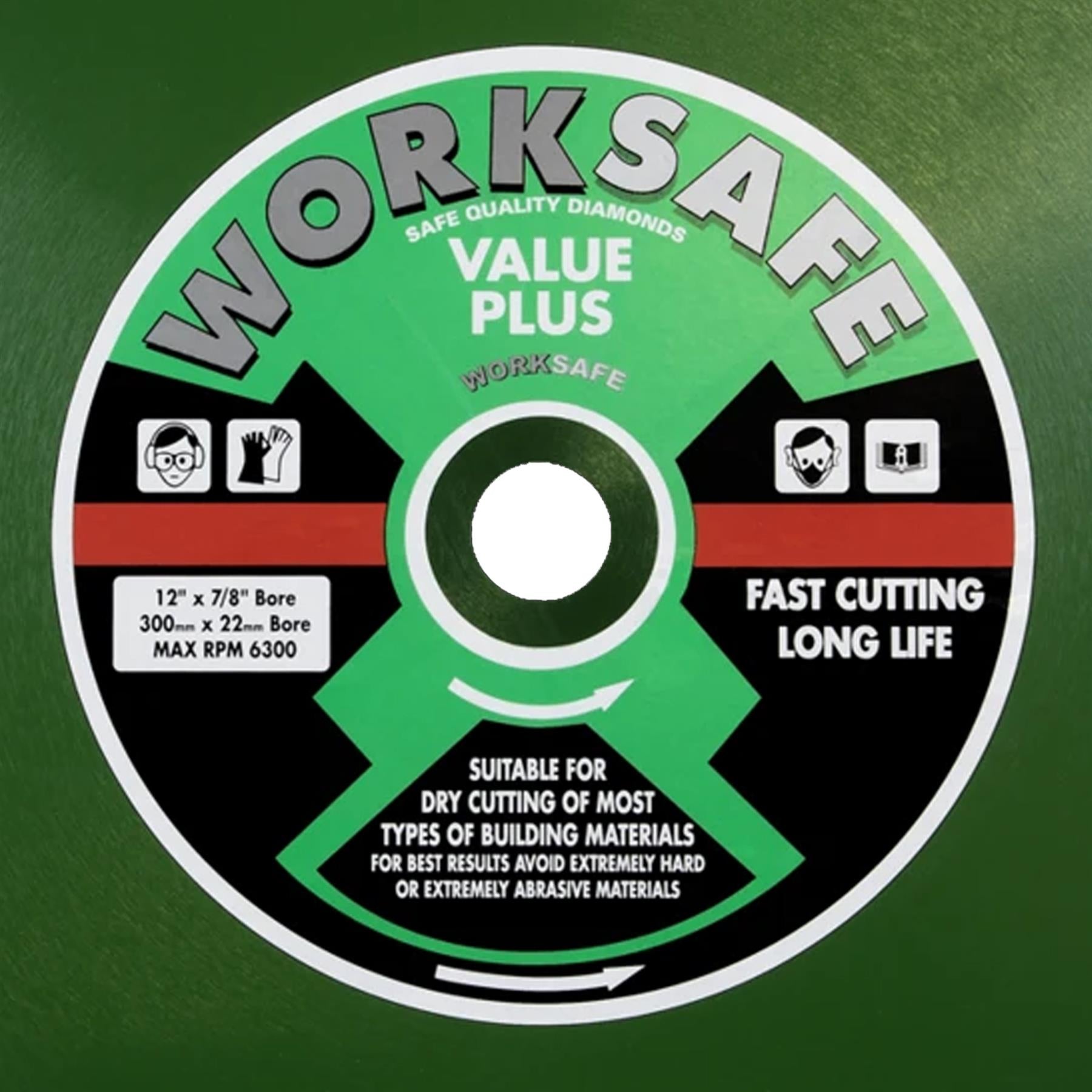 Value Plus Diamond Blade 300 x 22mm. cutting hard and medium materials Sealey