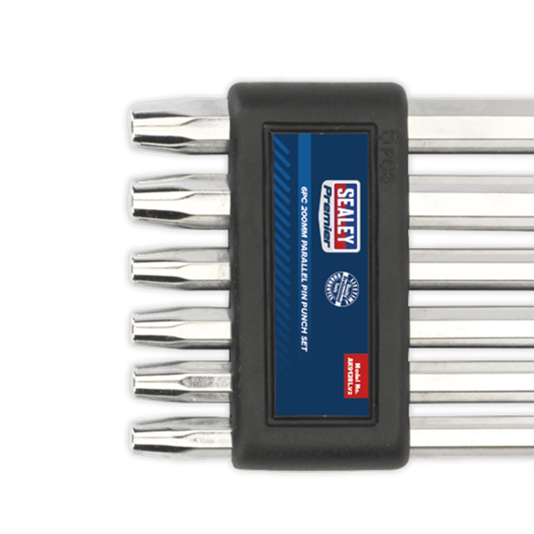 Sealey Parallel Pin Punch Set 6pc 200mm Chrome Vanadium Steel